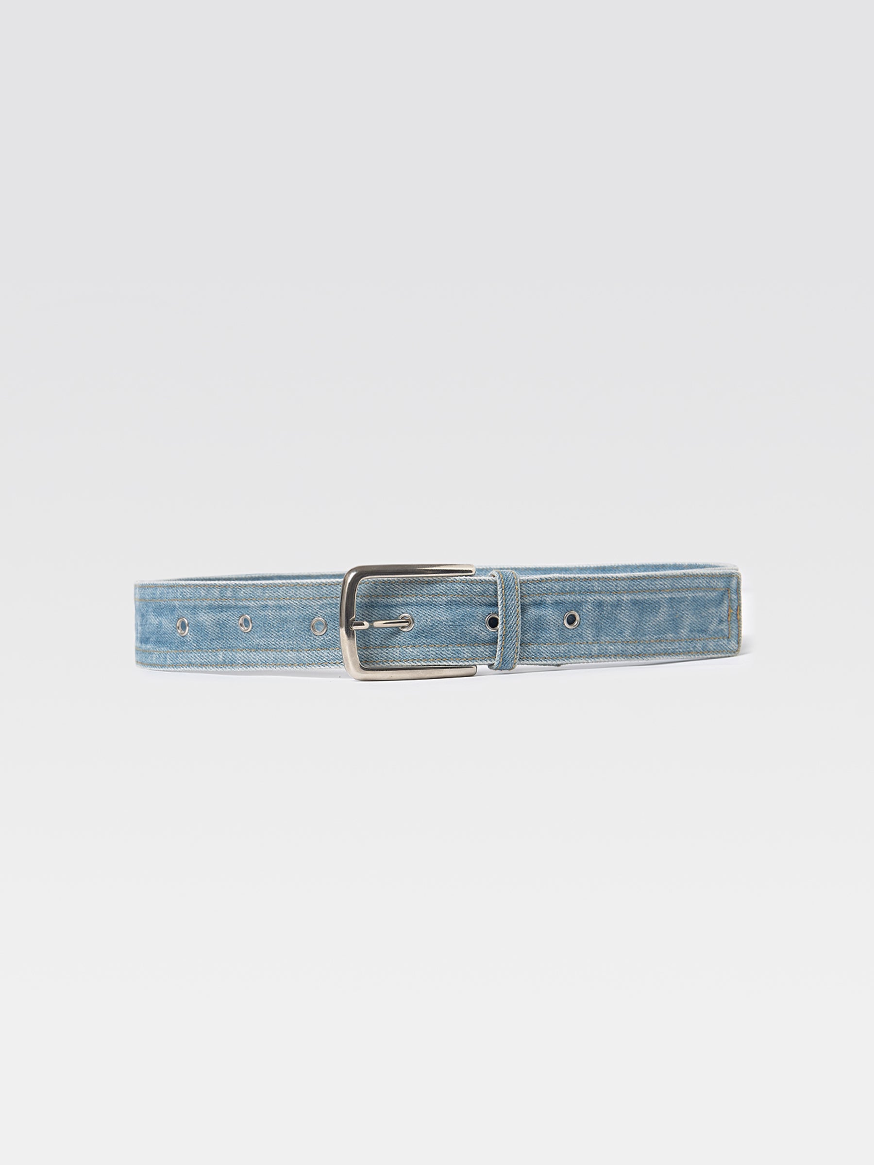 Blue Denim Metal Statement Belt Samurai Jeans Kurozan Indigo Leather Belt – Made in Japan main image 2