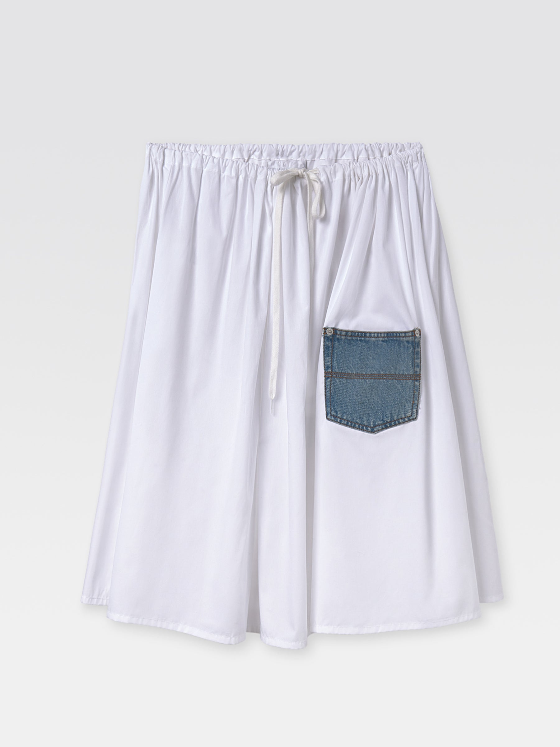 gimaguas ♥ BAGGY MIDI SKIRT /追跡付 Baggy Midi Skirt White Blue - Bottoms - Gimaguas