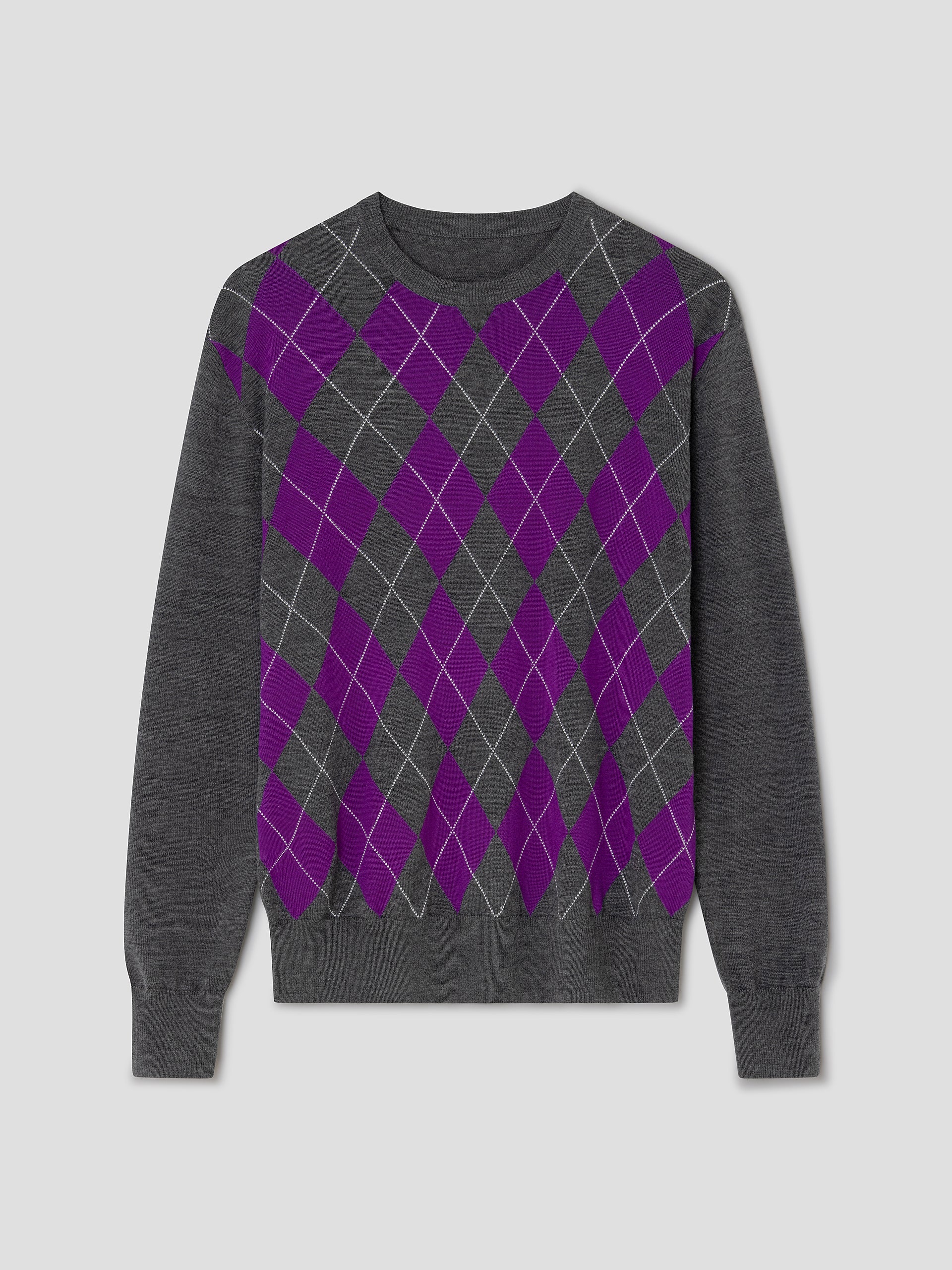 Unisex Argyle Crew-Neck Jumper with Ribbed Trims | Gimaguas