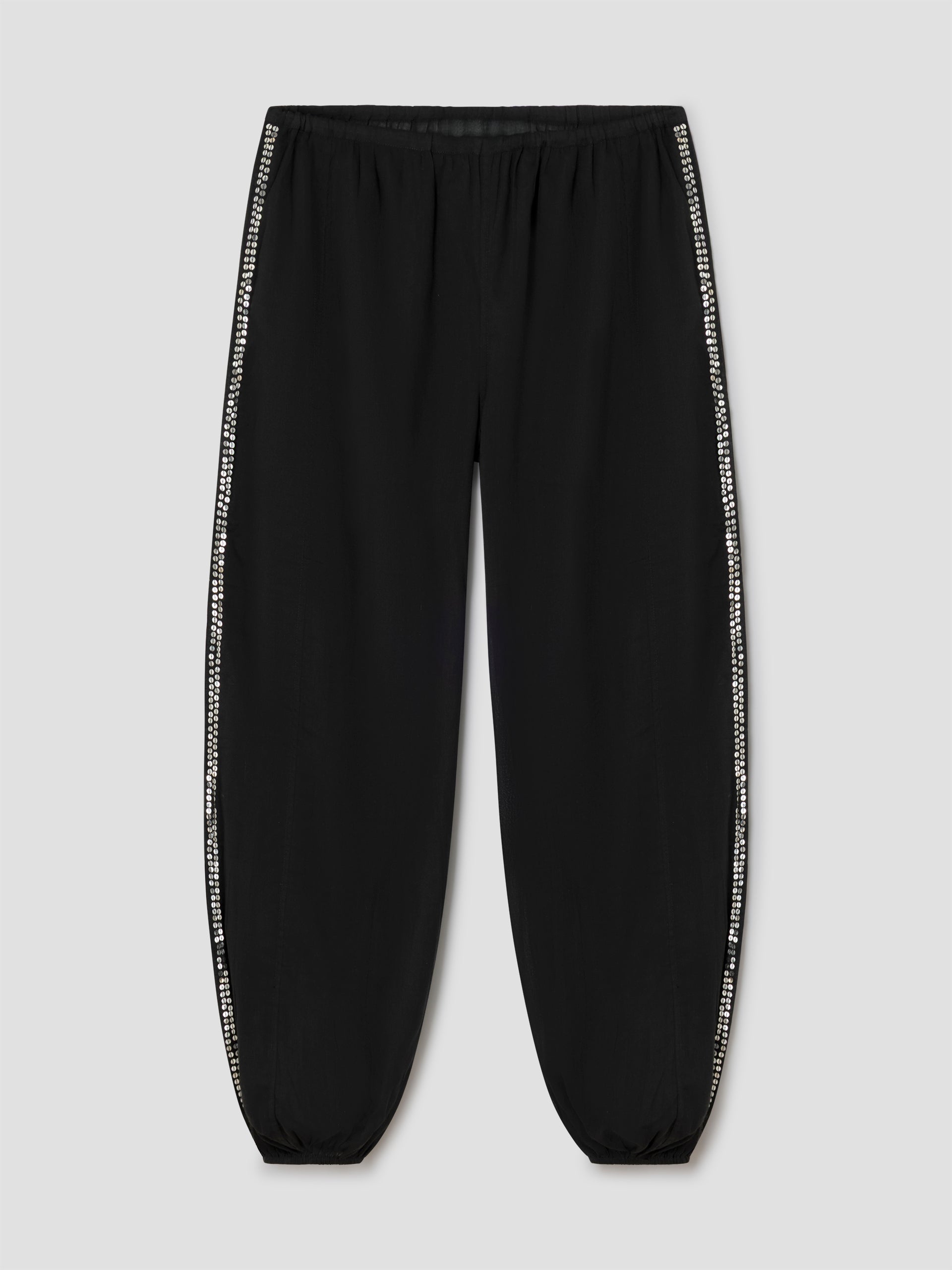 Black Cotton Trousers with Sequin Stripes | Gimaguas
