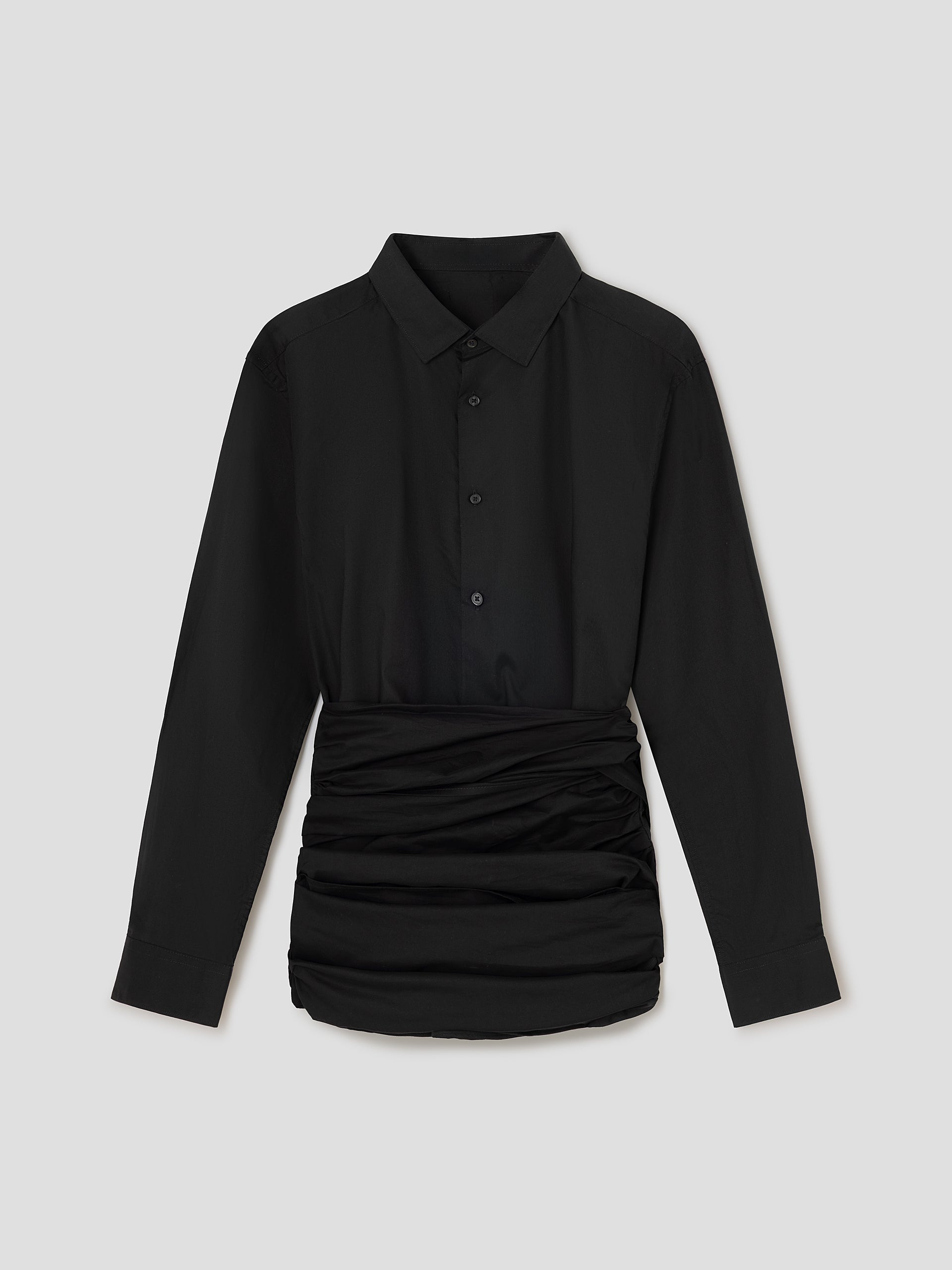 Black Cotton Poplin Shirt with Wrap Waist Panel | Gimaguas