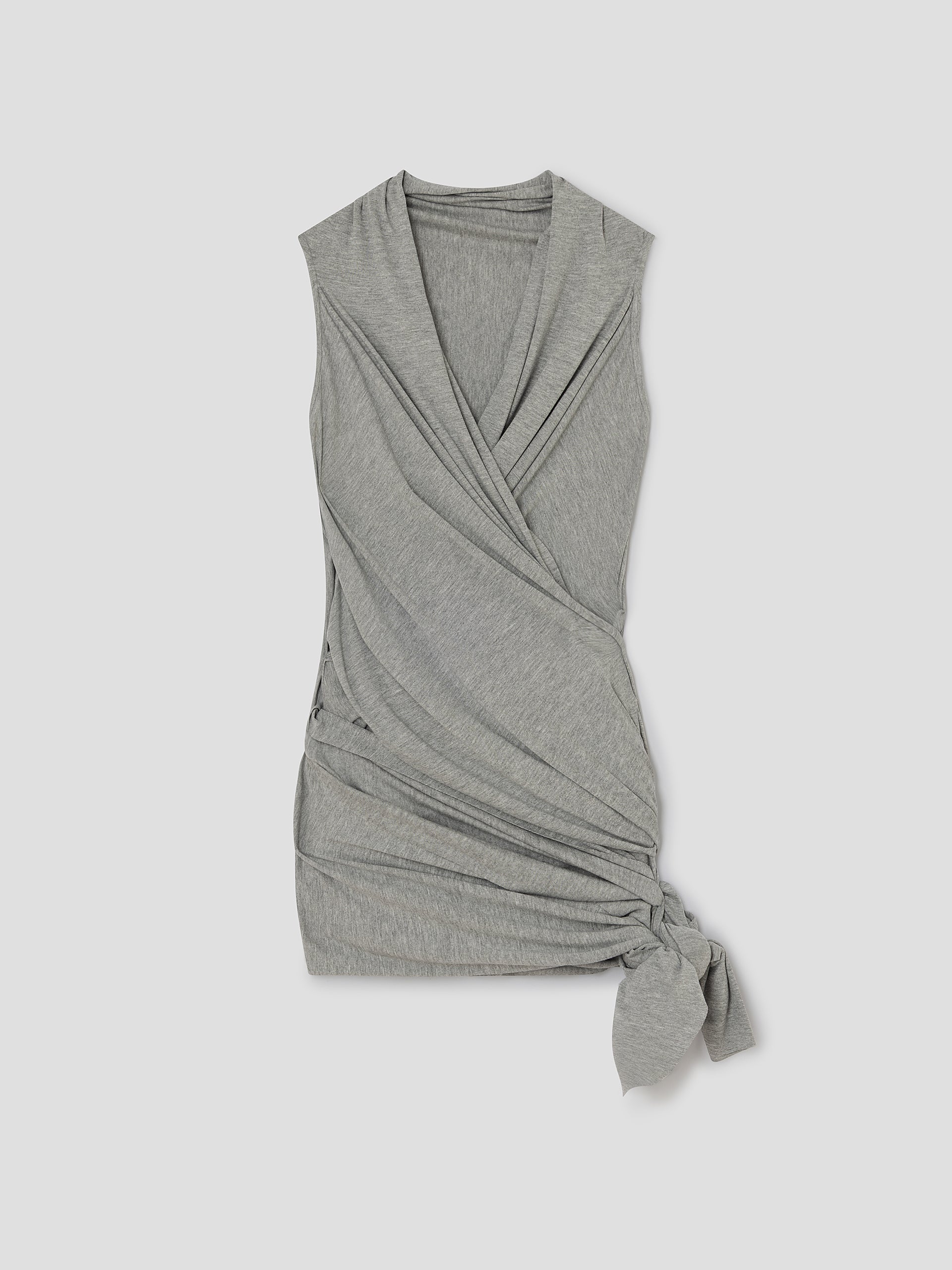 Grey Viscose Halter Top with Draped Wrapped Front | Gimaguas