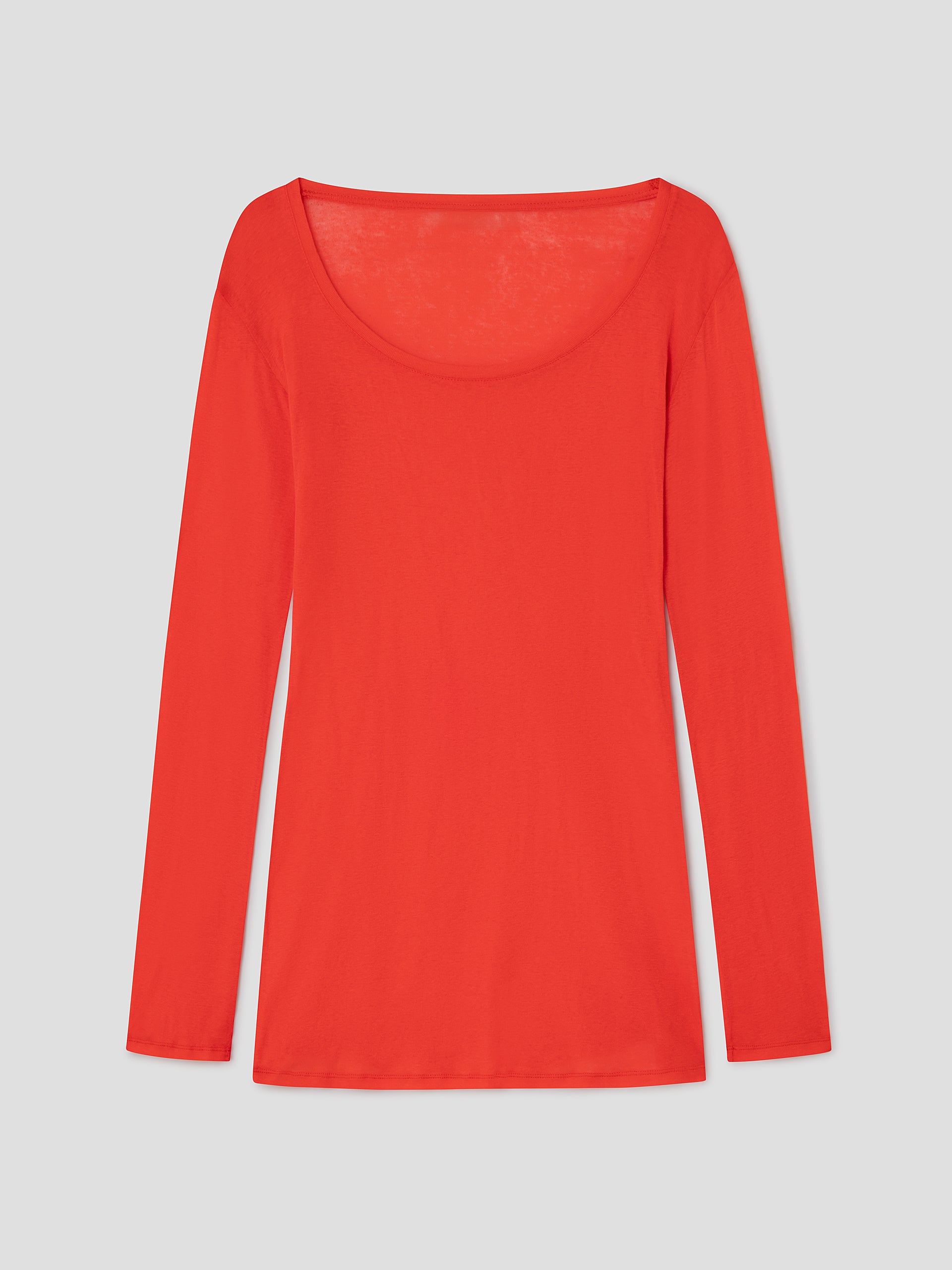 Red Cotton Jersey Mini Dress with Long Sleeves