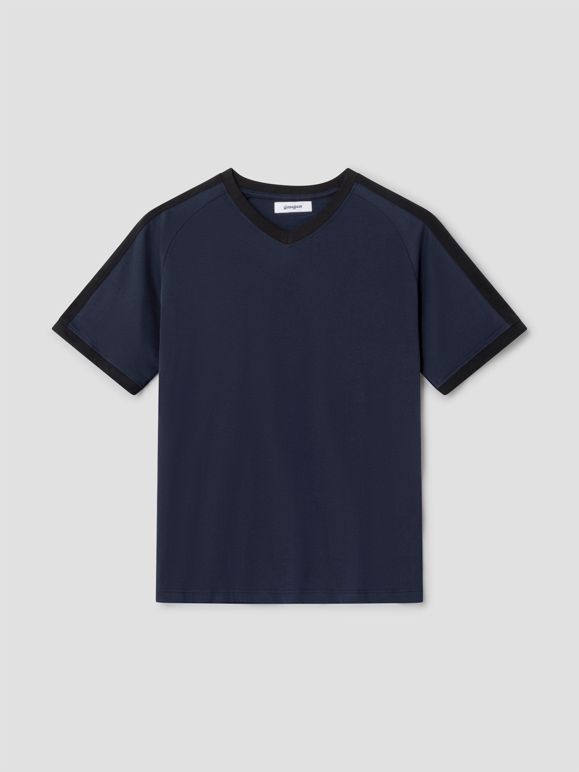 Unisex dark blue short-sleeve t-shirt with black stripe – Gimaguas