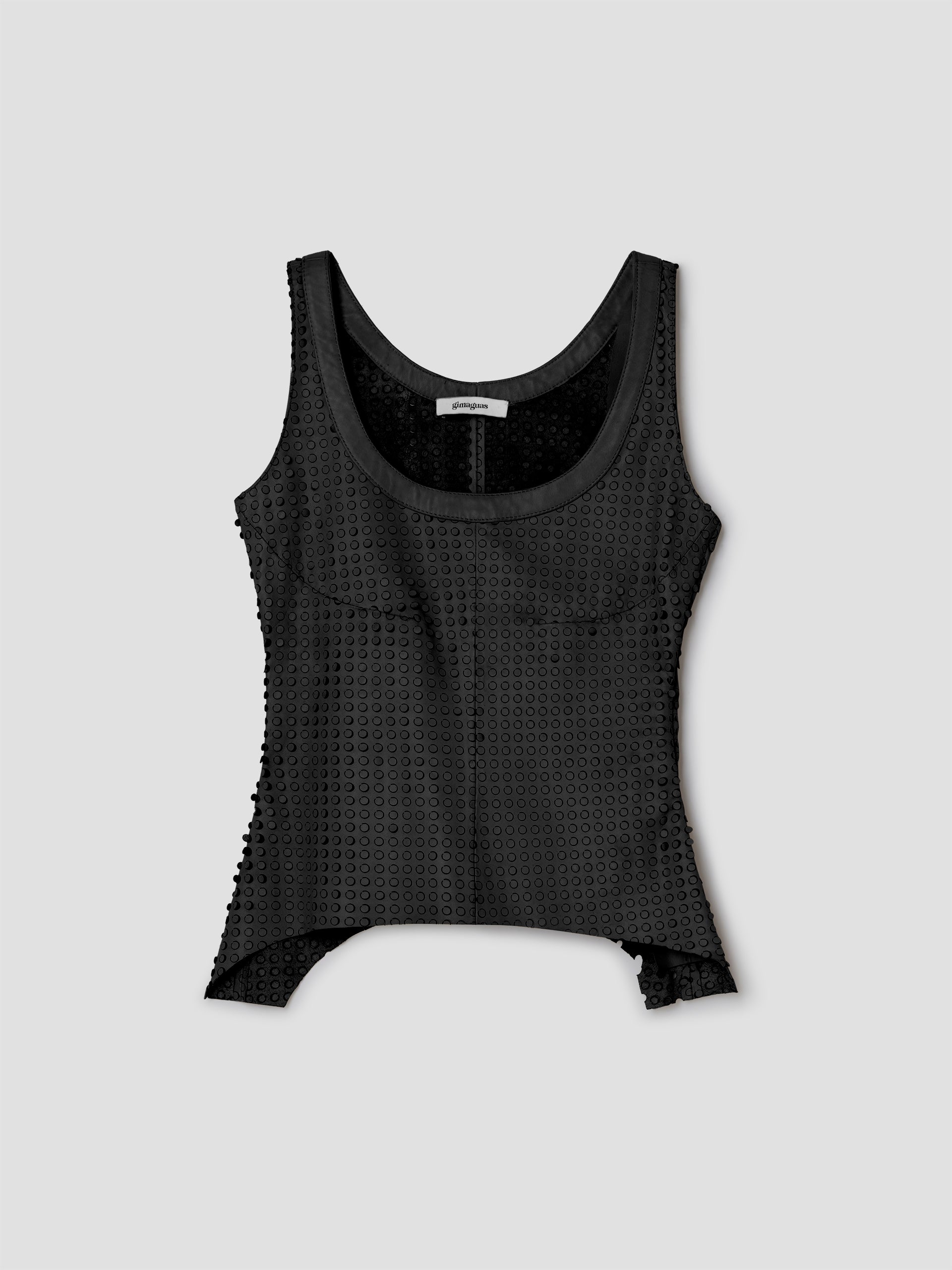 Black perforated leather sleeveless top – Gimaguas