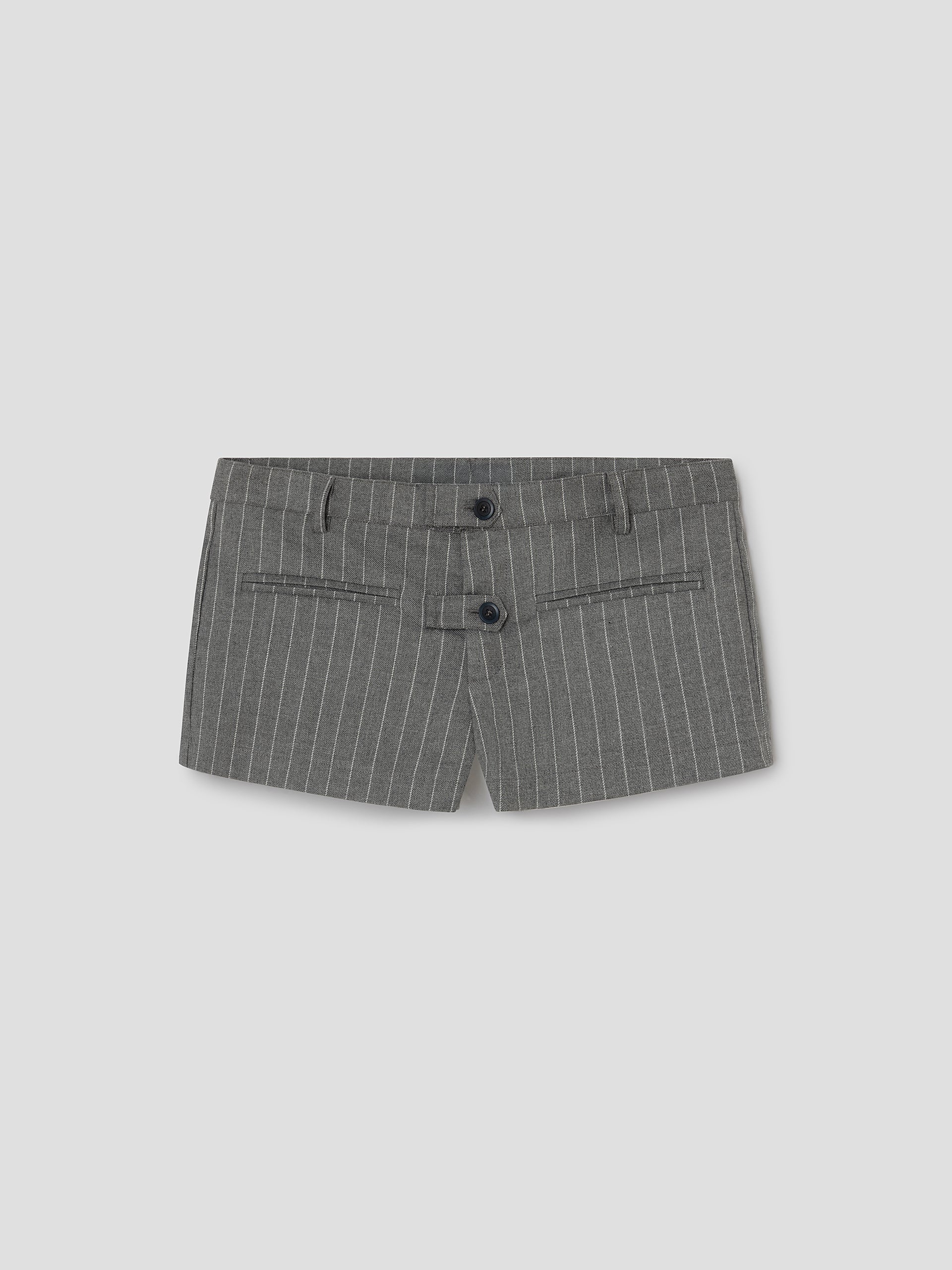 Grey Tailored Pinstripe Shorts with Belt Loops | Gimaguas