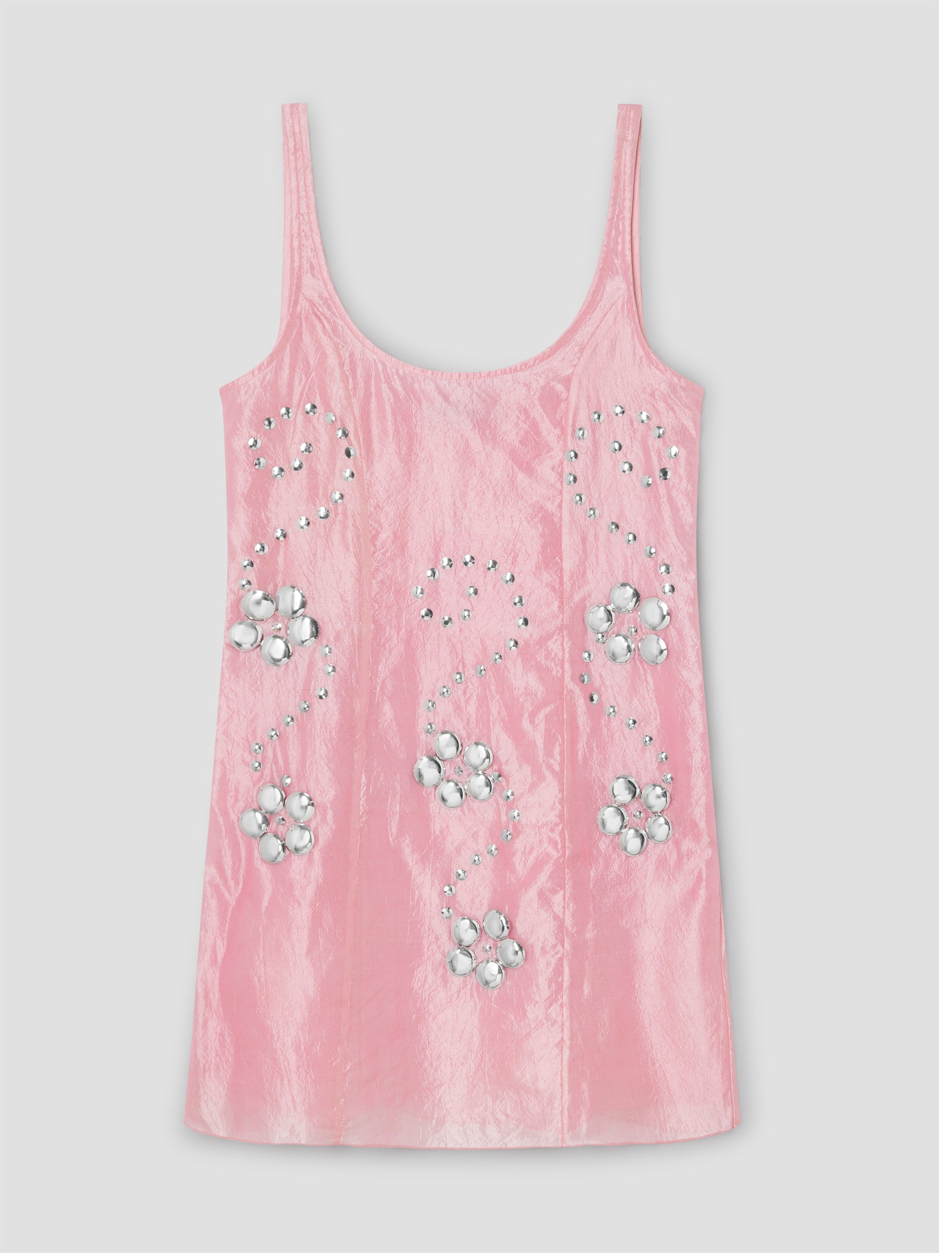 Pink mini dress for women with silver floral studs Gimaguas Pink mini dress for women with silver floral studs Gimaguas