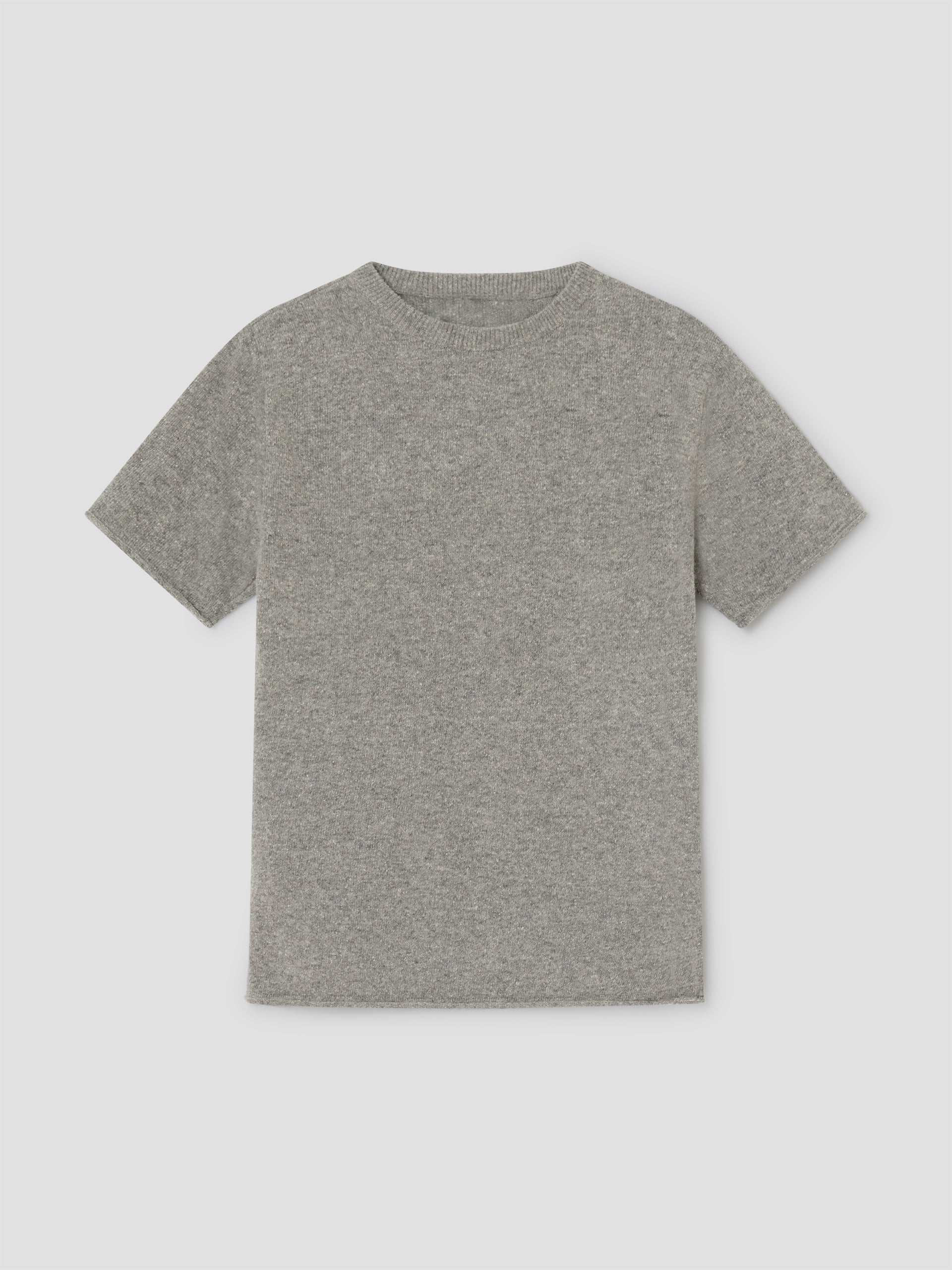 Grey fitted knit t-shirt for women with crew neckline - Gimaguas Grey fitted knit t-shirt for women with crew neckline - Gimaguas