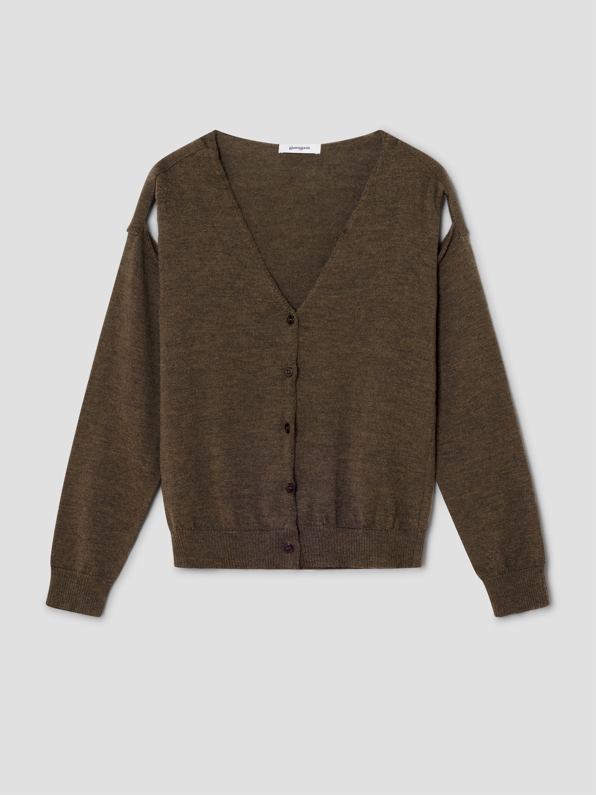 Orange wool cardigan for women with shoulder cut-out – Gimaguas