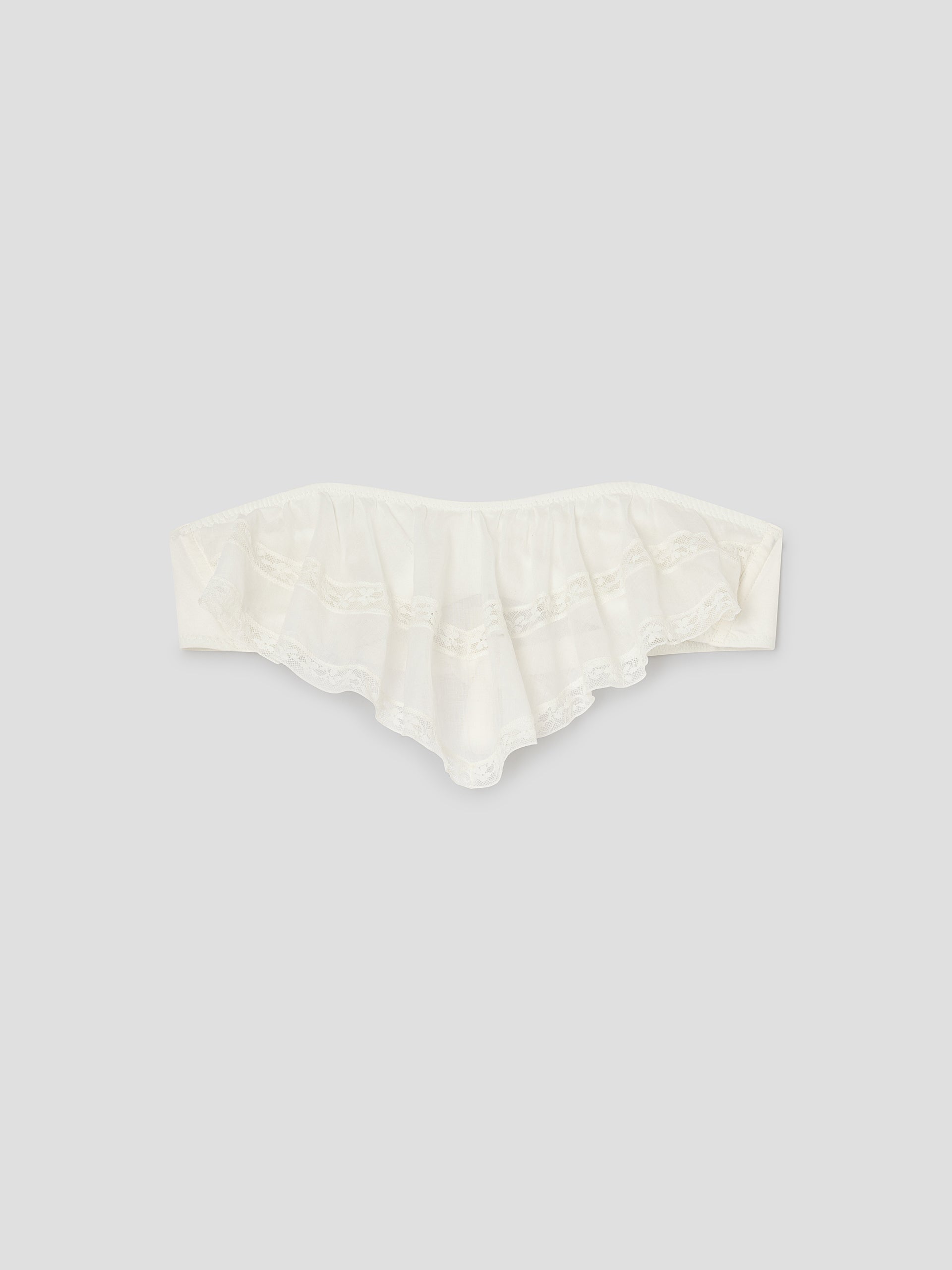 White Bandeau Bikini Top with Lace Panel | Gimaguas