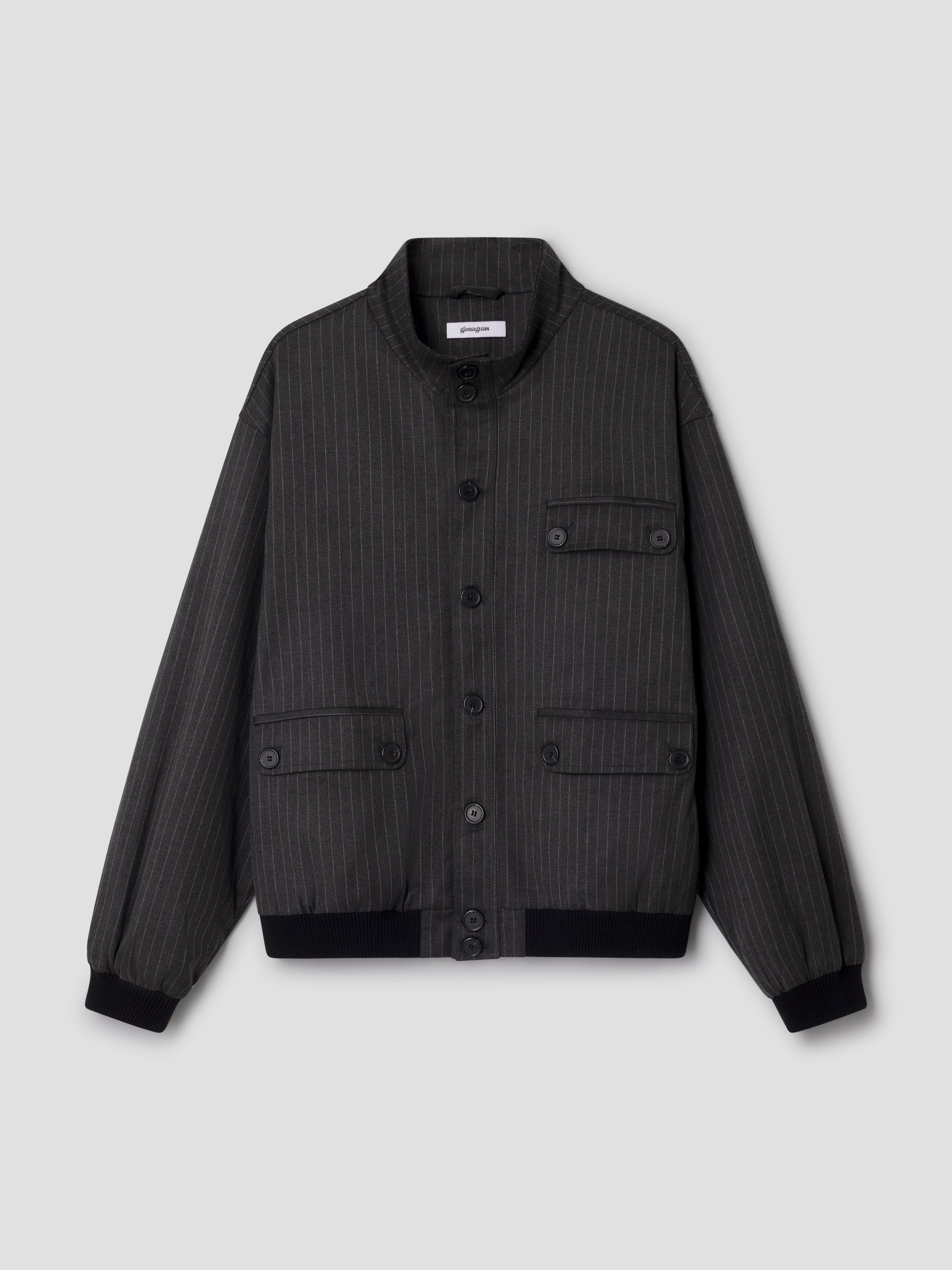 gimaguas ジャケット Unisex grey pinstripe button-up jacket – Gimaguas