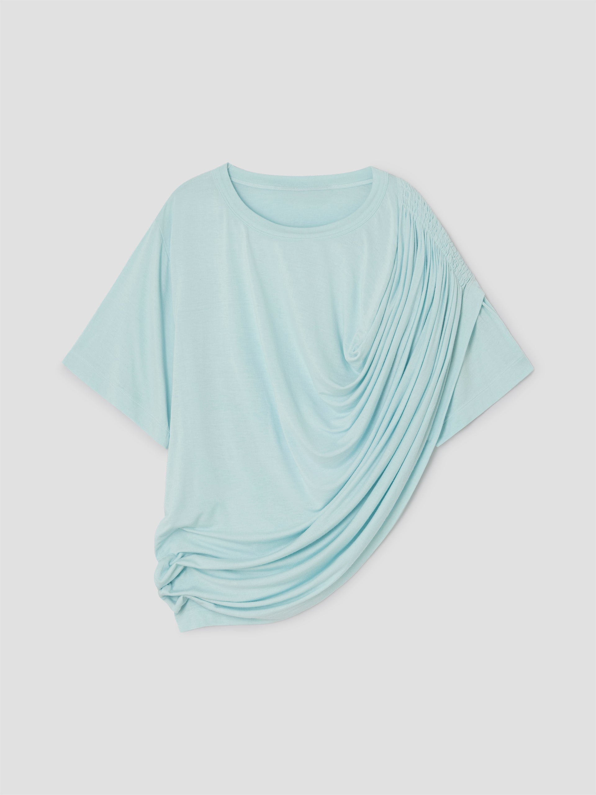Blue Asymmetrical Top with Ruched Shoulder for Women – Gimaguas
