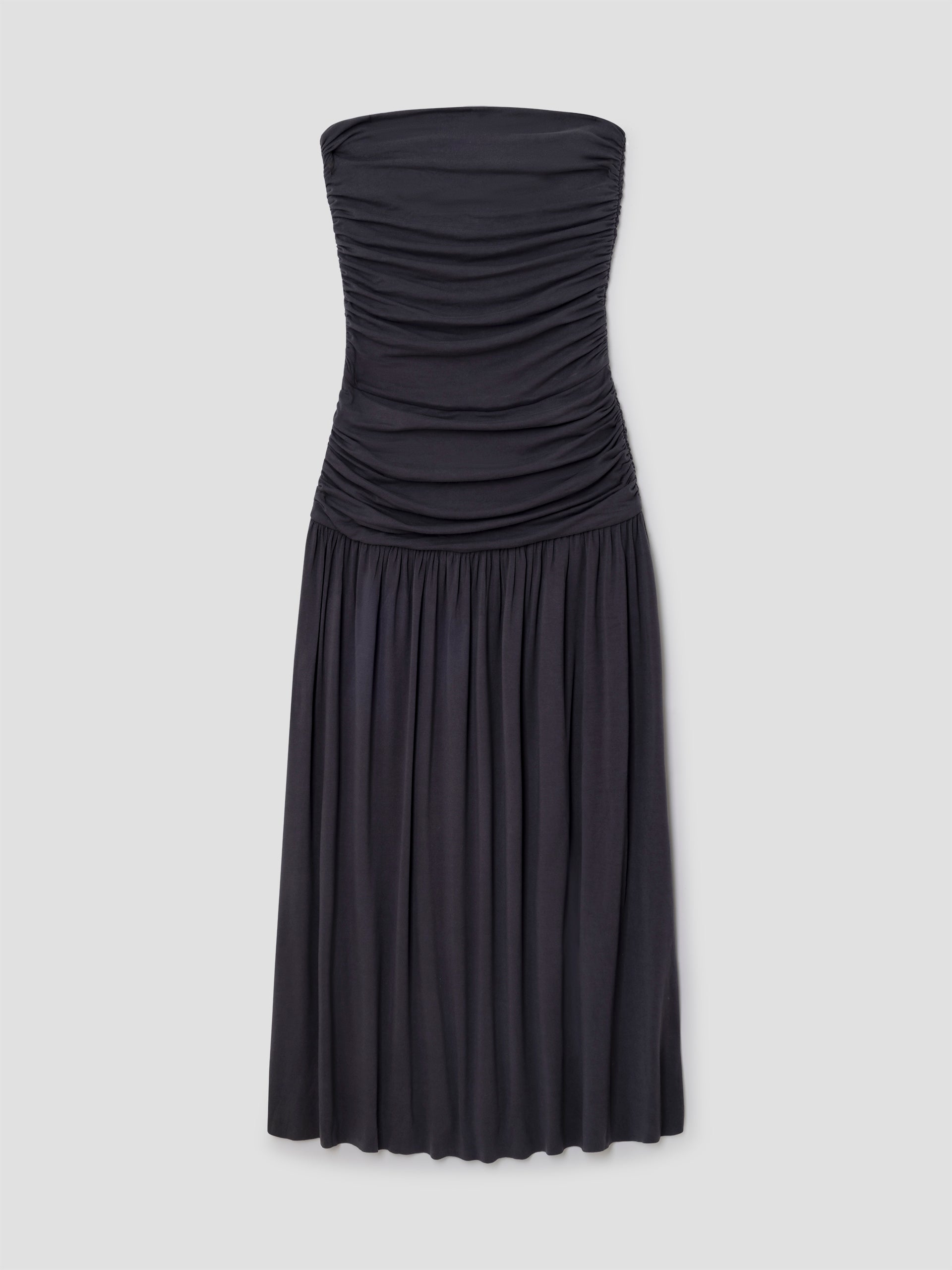Faded black strapless maxi dress with asymmetrical hem – Gimaguas