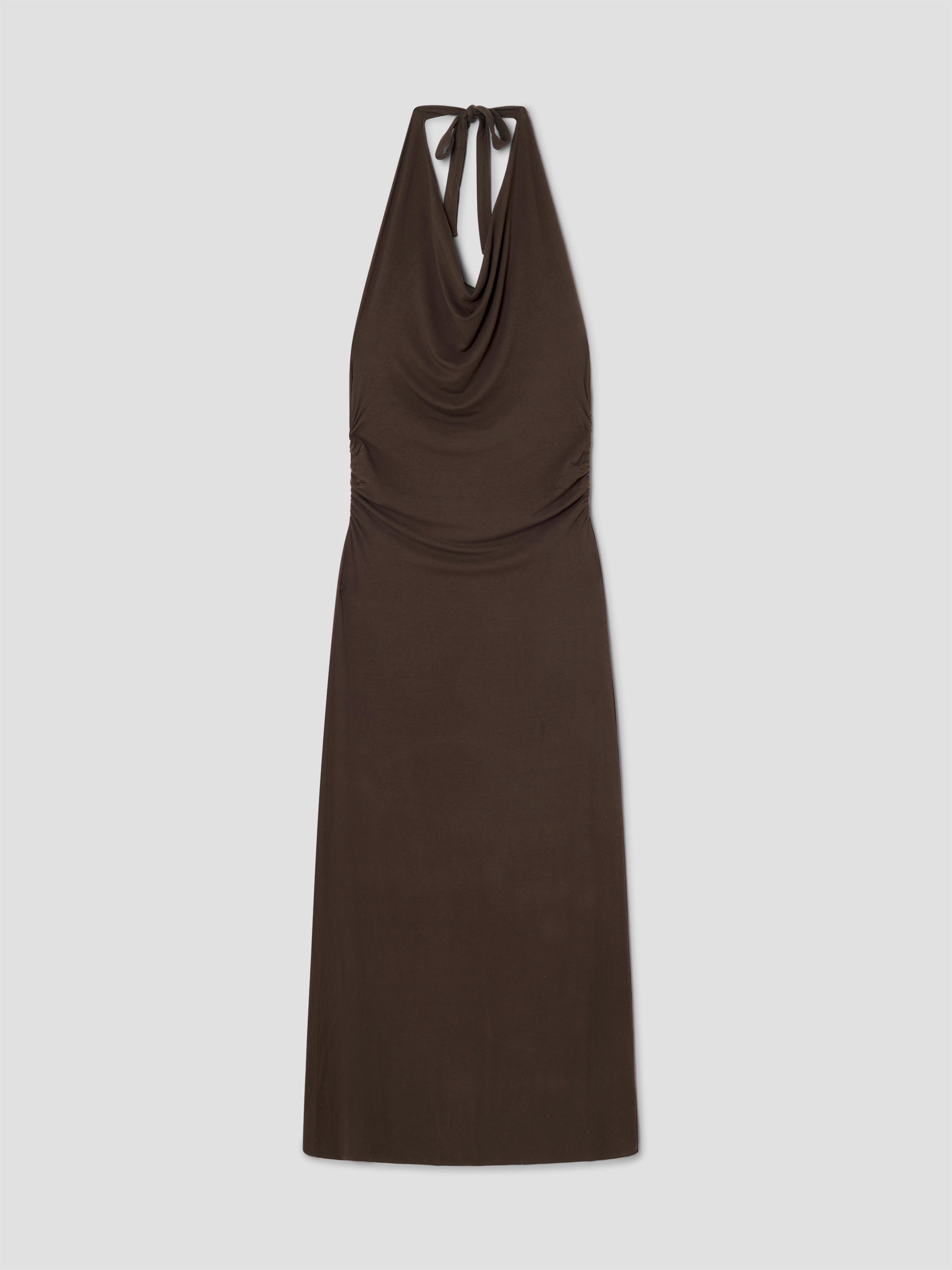 Dark chocolate halter maxi dress with draped neckline Gimaguas Dark chocolate halter maxi dress with draped neckline Gimaguas