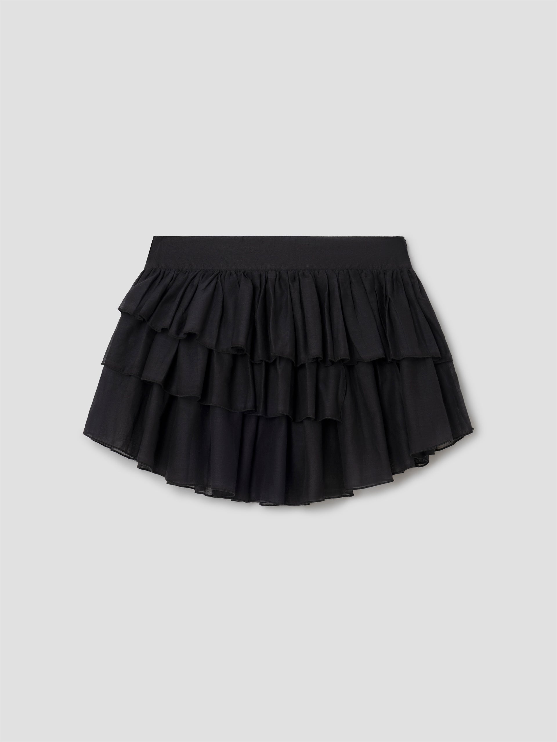 Black Flowy Mini Skirt with Ruffles | Gimaguas