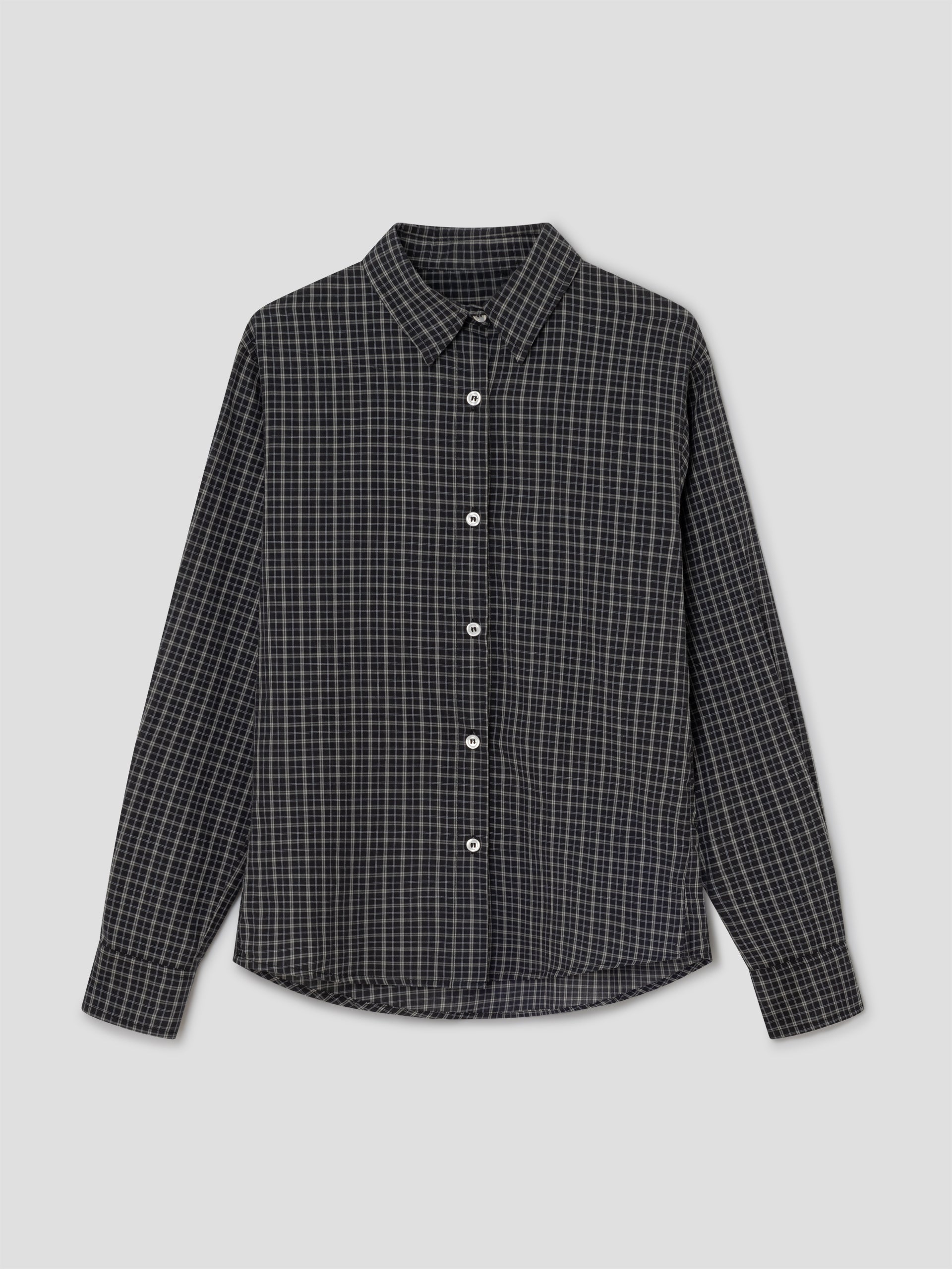 Black and Grey Checkered Shirt with Long Sleeves for Women – Gimaguas