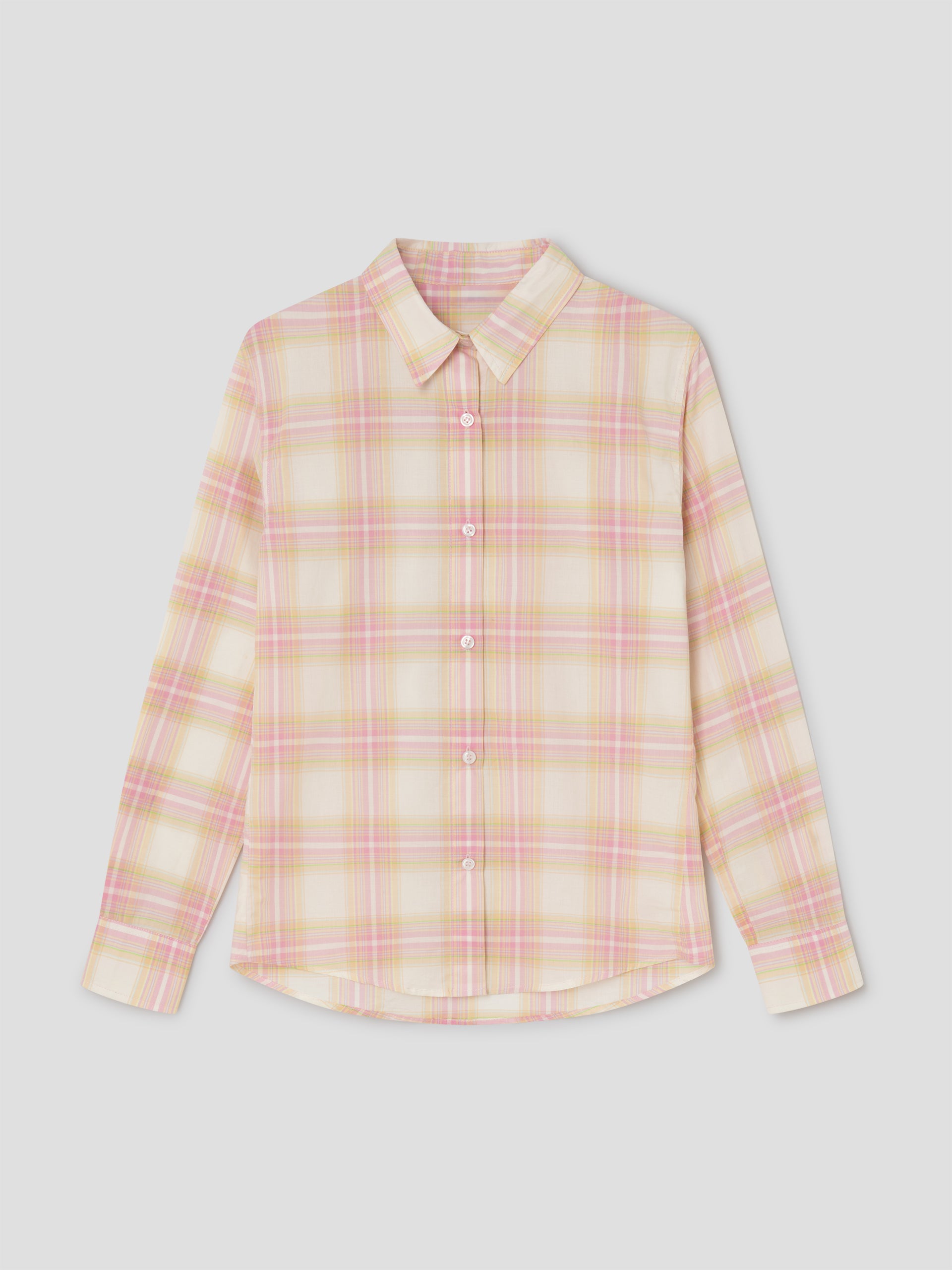 Pink and Yellow Checkered Shirt with Long Sleeves for Women – Gimaguas