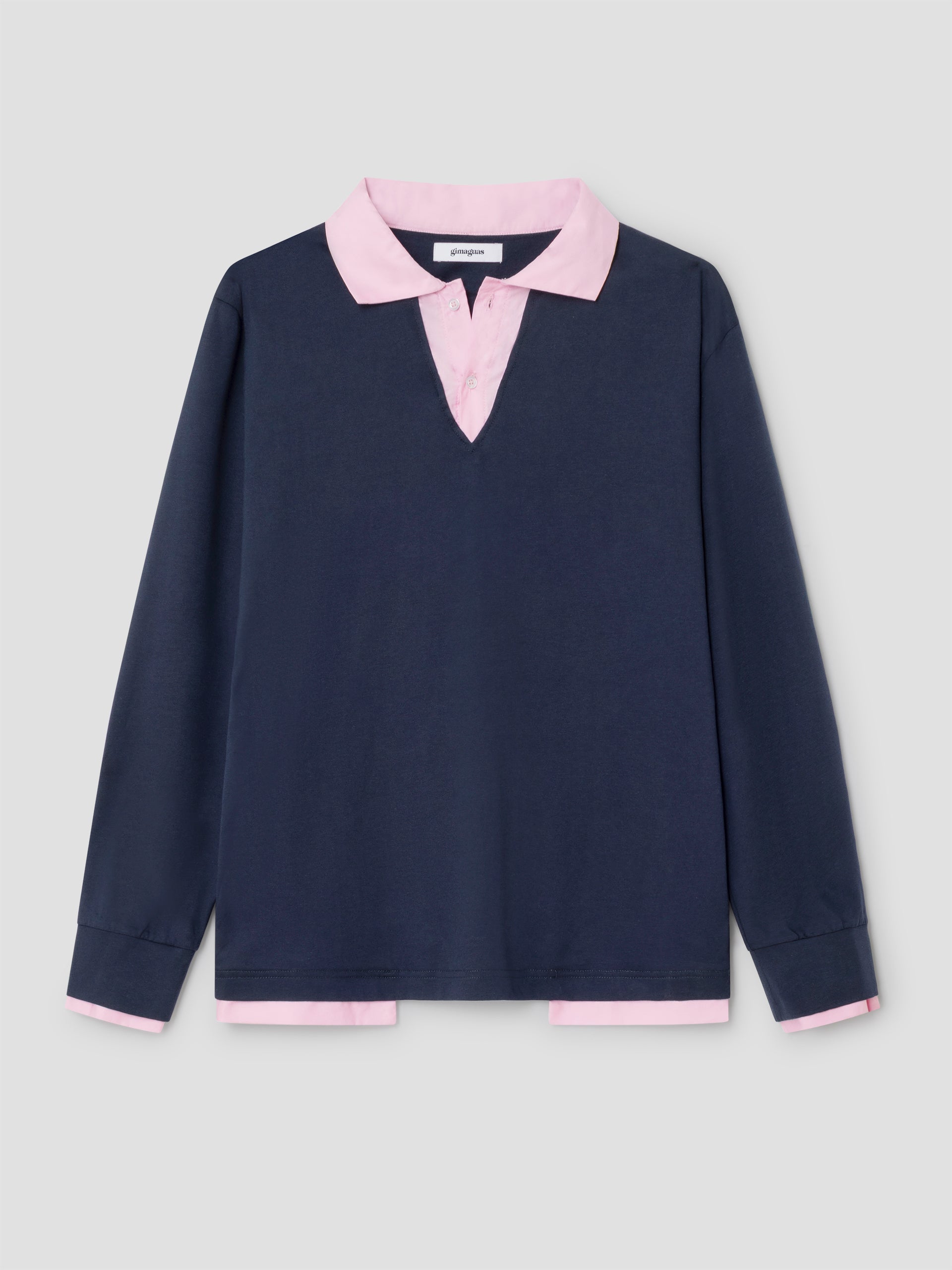 Navy and pink polo shirt with layered effect – Gimaguas