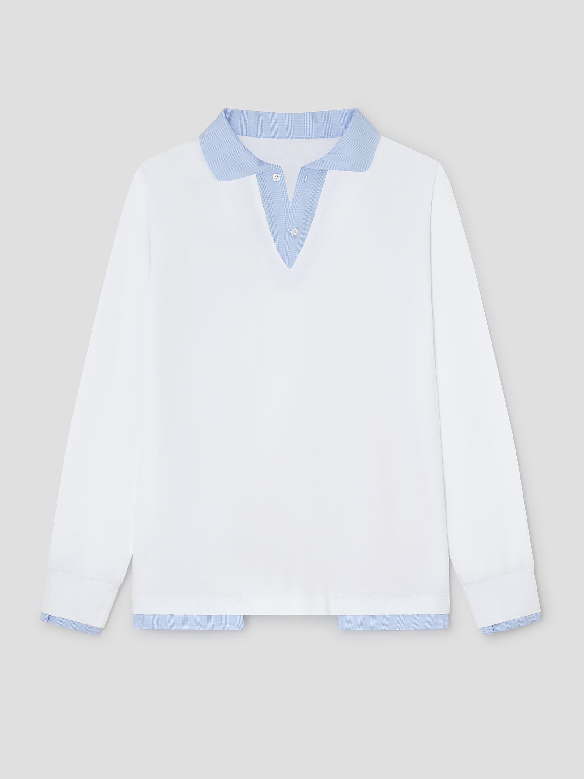 White and Blue Checkered Polo Shirt. Unisex Oversized Fit – Gimaguas