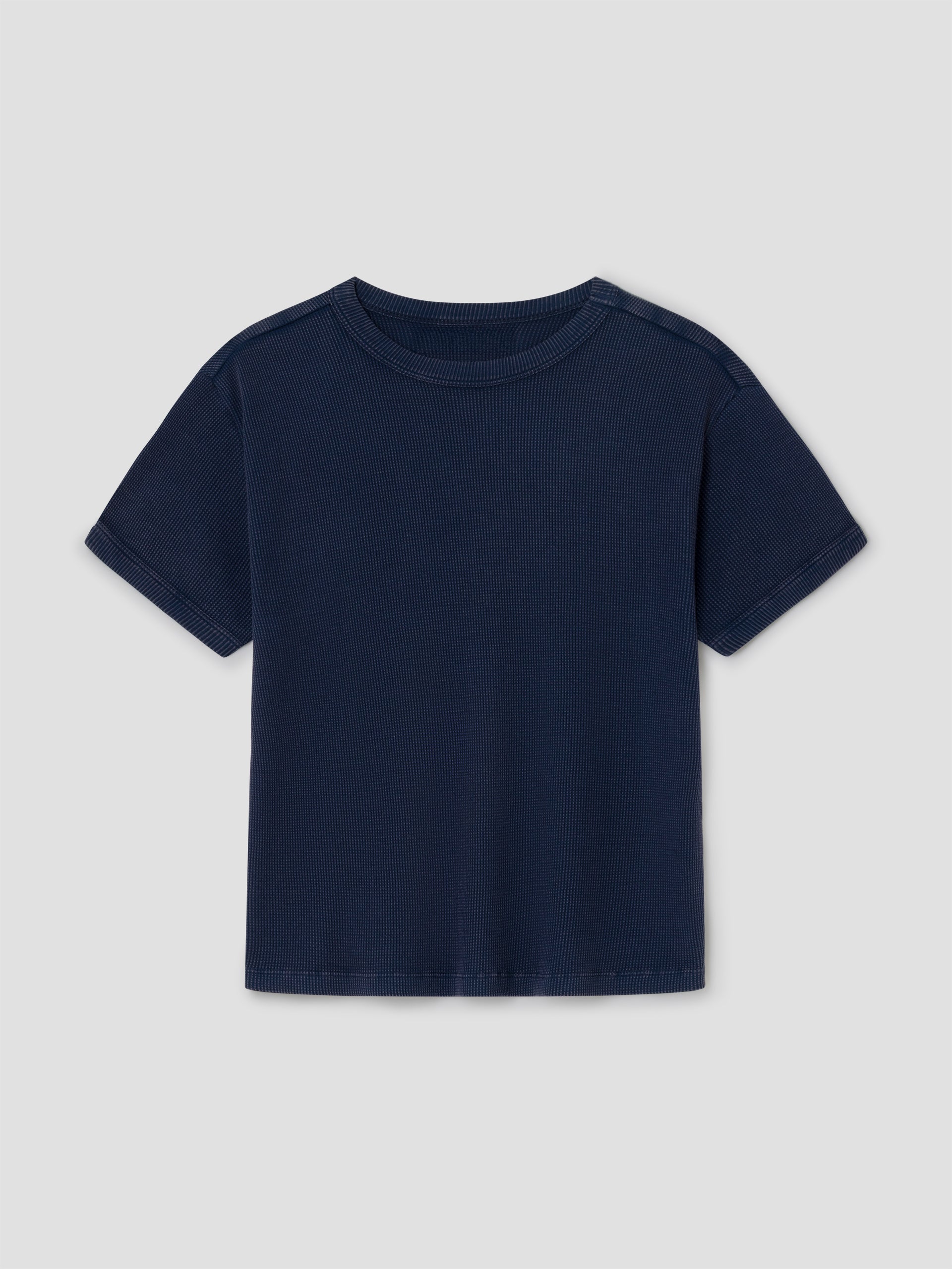 Unisex navy waffle cotton t-shirt with crew neckline – Gimaguas
