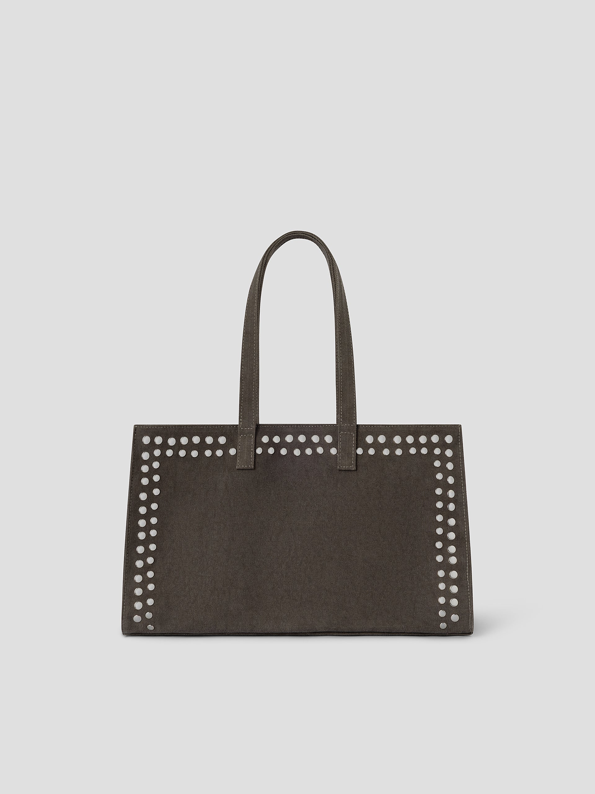 Grey Shopper Bag with Silver Studs for Women. Fits Laptop – Gimaguas