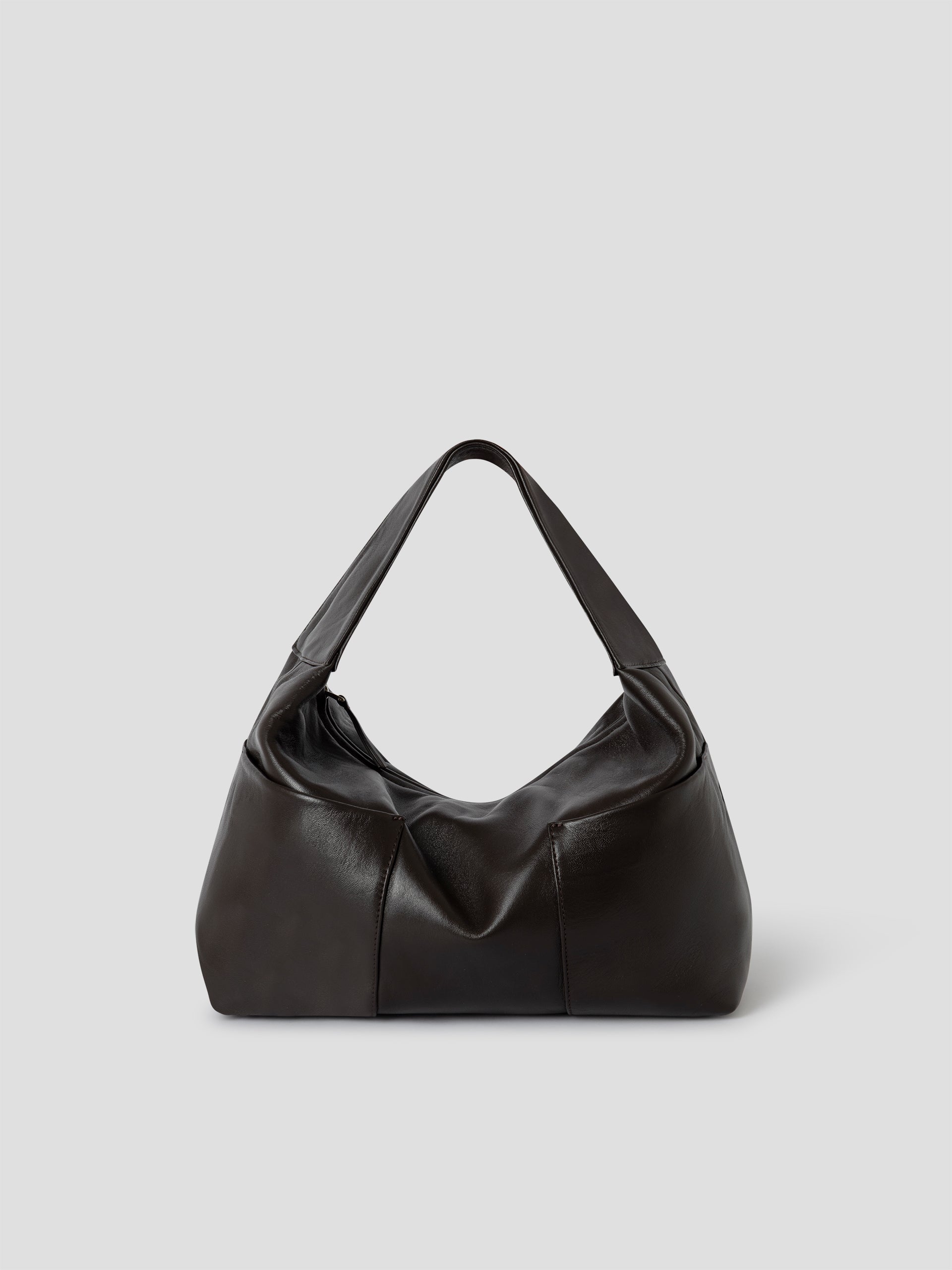 Women's brown leather mini hobo shoulder bag - Gimaguas