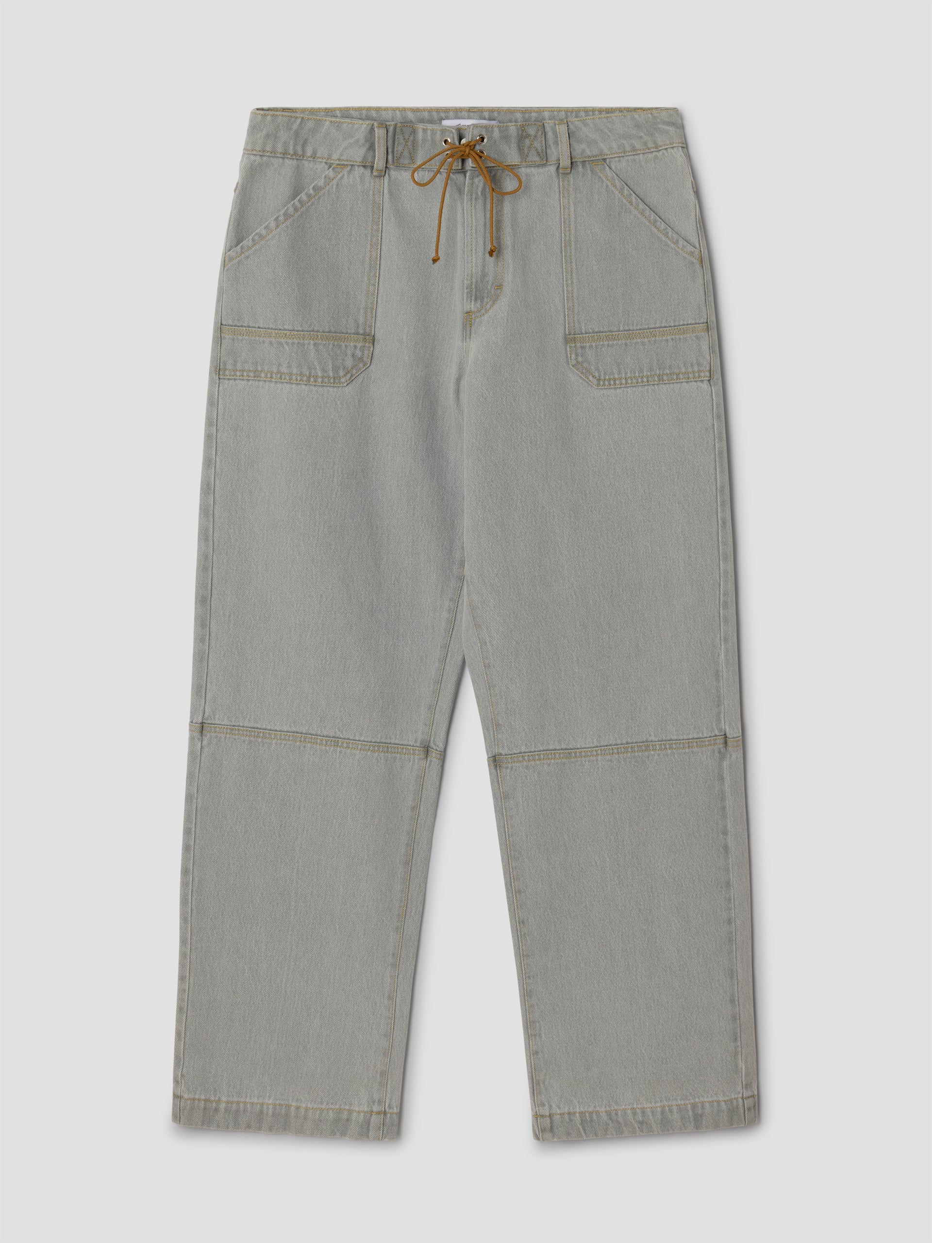 Unisex grey denim baggy trousers with lace-up front – Gimaguas