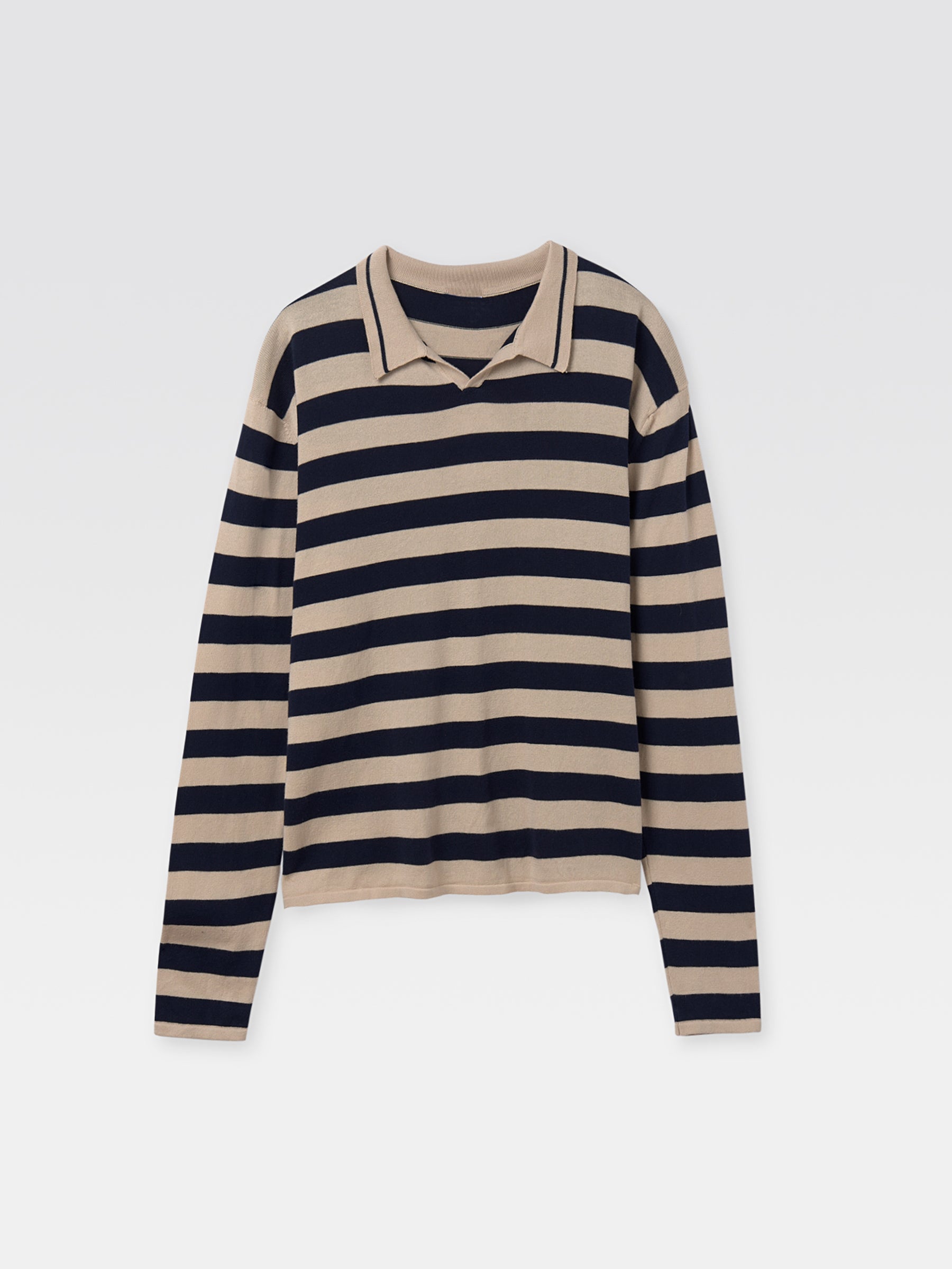 Leo Long Sleeve Polo Beige Stripes Gimaguas - Main Image