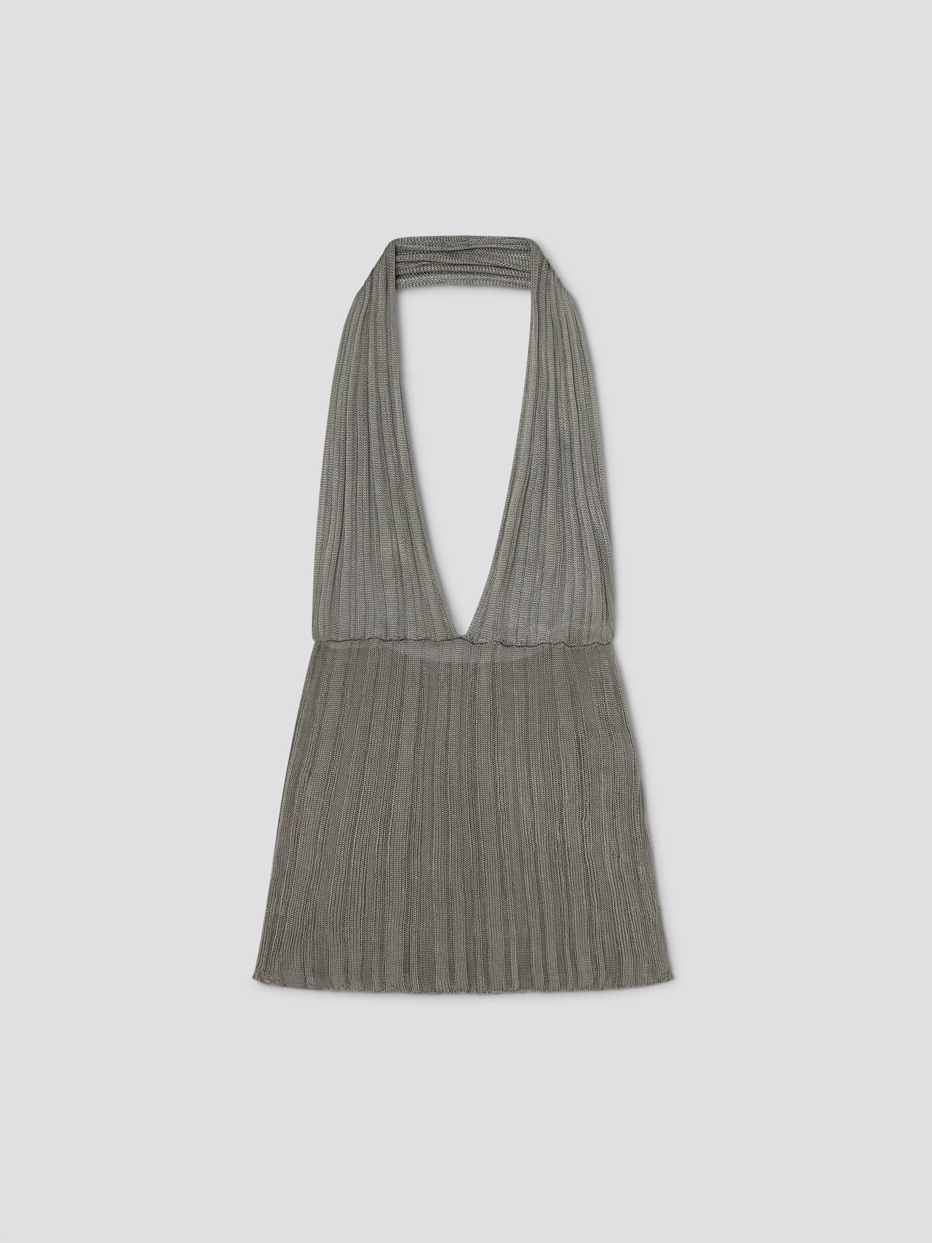 Grey Halter Top - Deep V Neckline & Open Back – Gimaguas