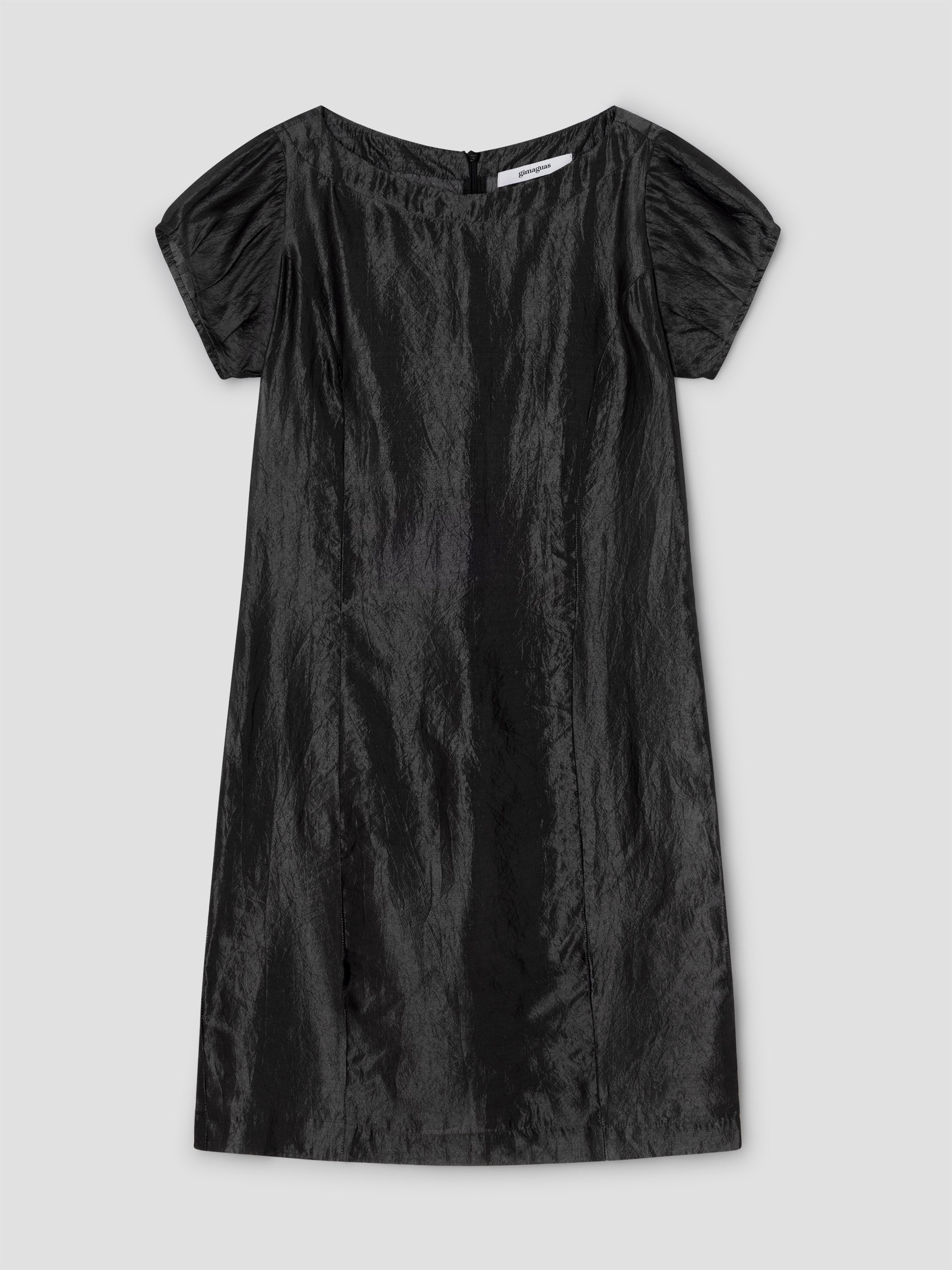 Black crinkled mini dress for women with puff sleeves Gimaguas Black crinkled mini dress for women with puff sleeves Gimaguas