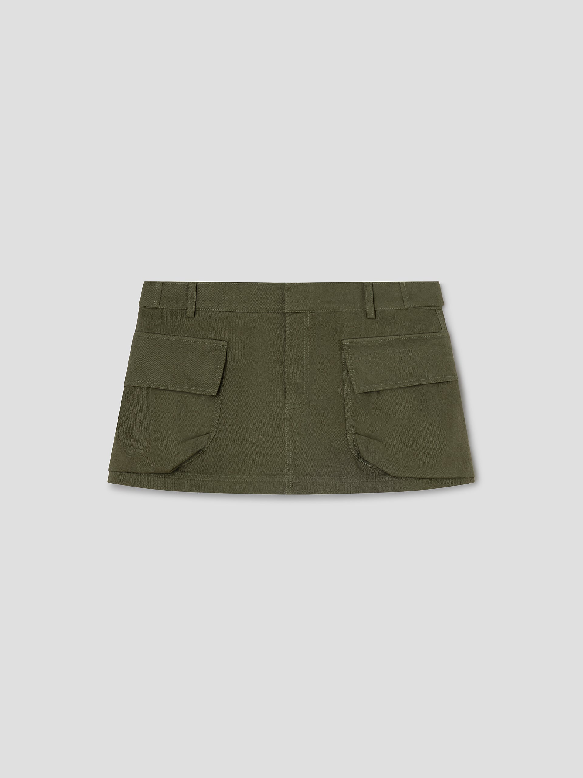 Green Cotton Cargo Mini Skirt with Flap Pockets | Gimaguas