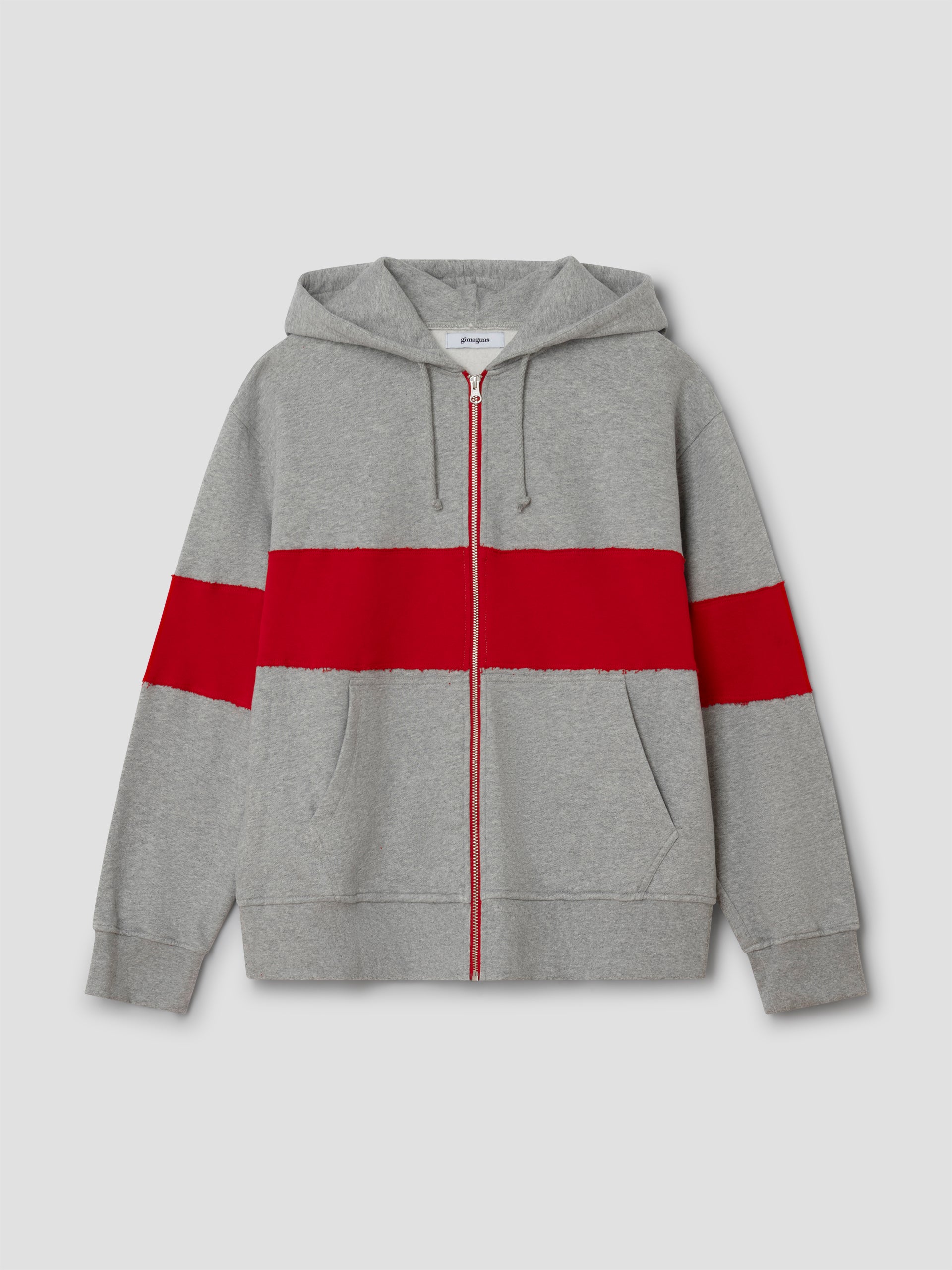 ジャケット・アウター gimaguas GUIDO ZIPUP JACKET Unisex grey zip-up hoodie with red contrast band – Gimaguas