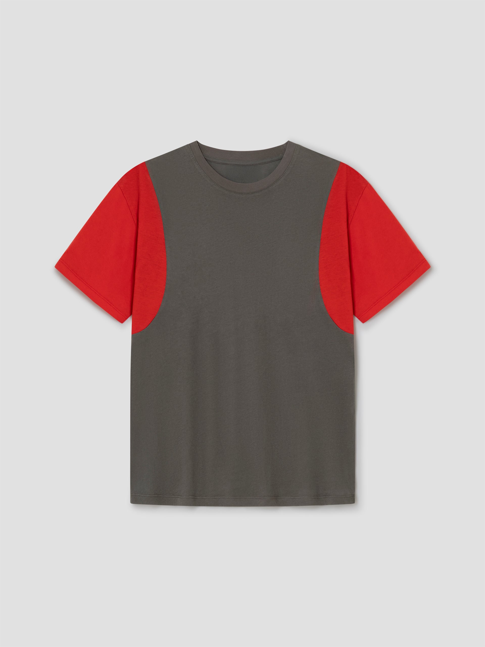 Unisex grey and red oversized t-shirt with contrast panels – Gimaguas