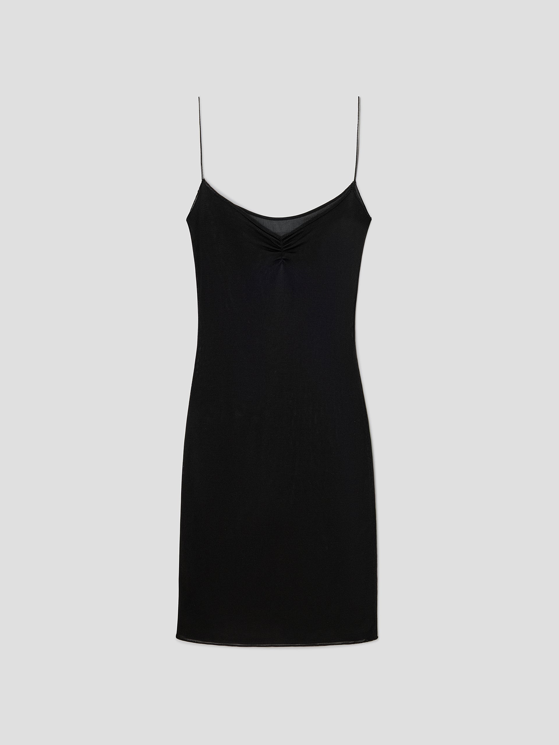 Black Ribbed Knit Mini Dress with Thin Straps for Women – Gimaguas