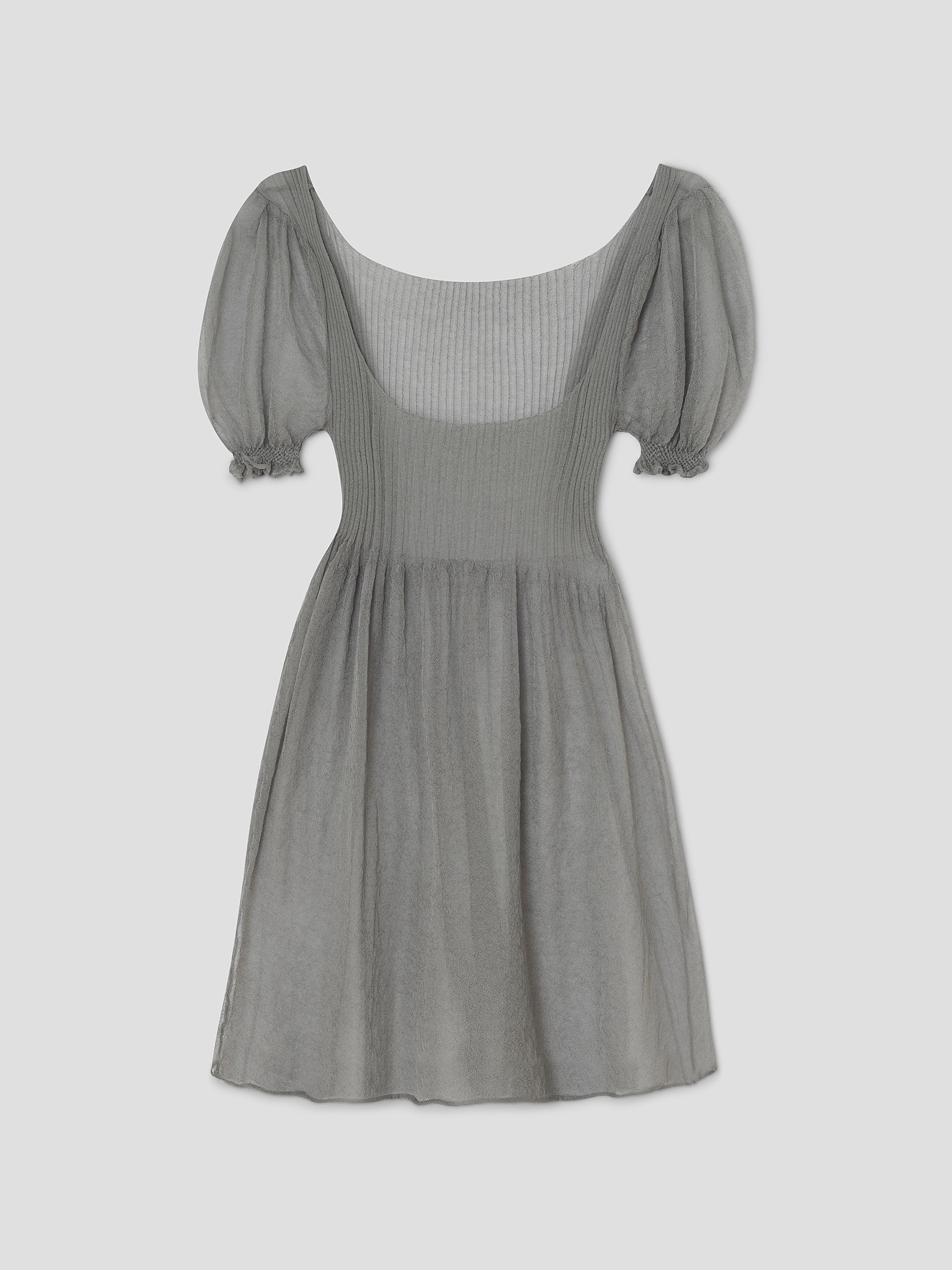 Grey Ribbed Semi-Sheer Mini Dress | Gimaguas
