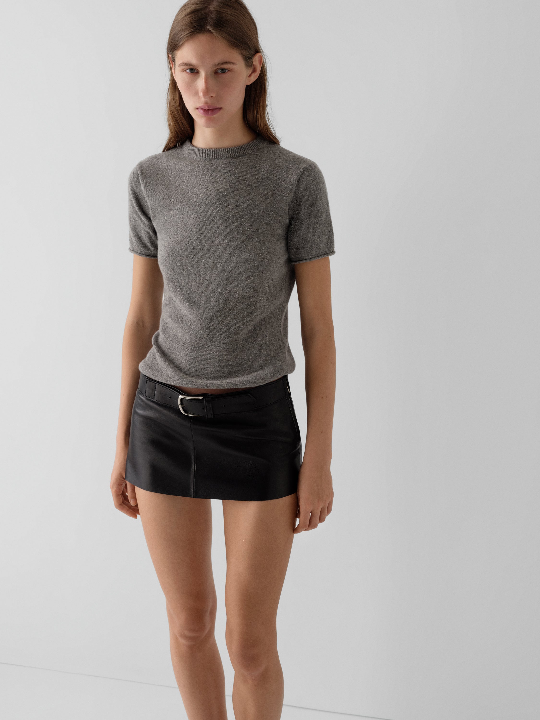 スカート Volant Mini Skirt Black leather mini skirt for women with buckle belt – Gimaguas