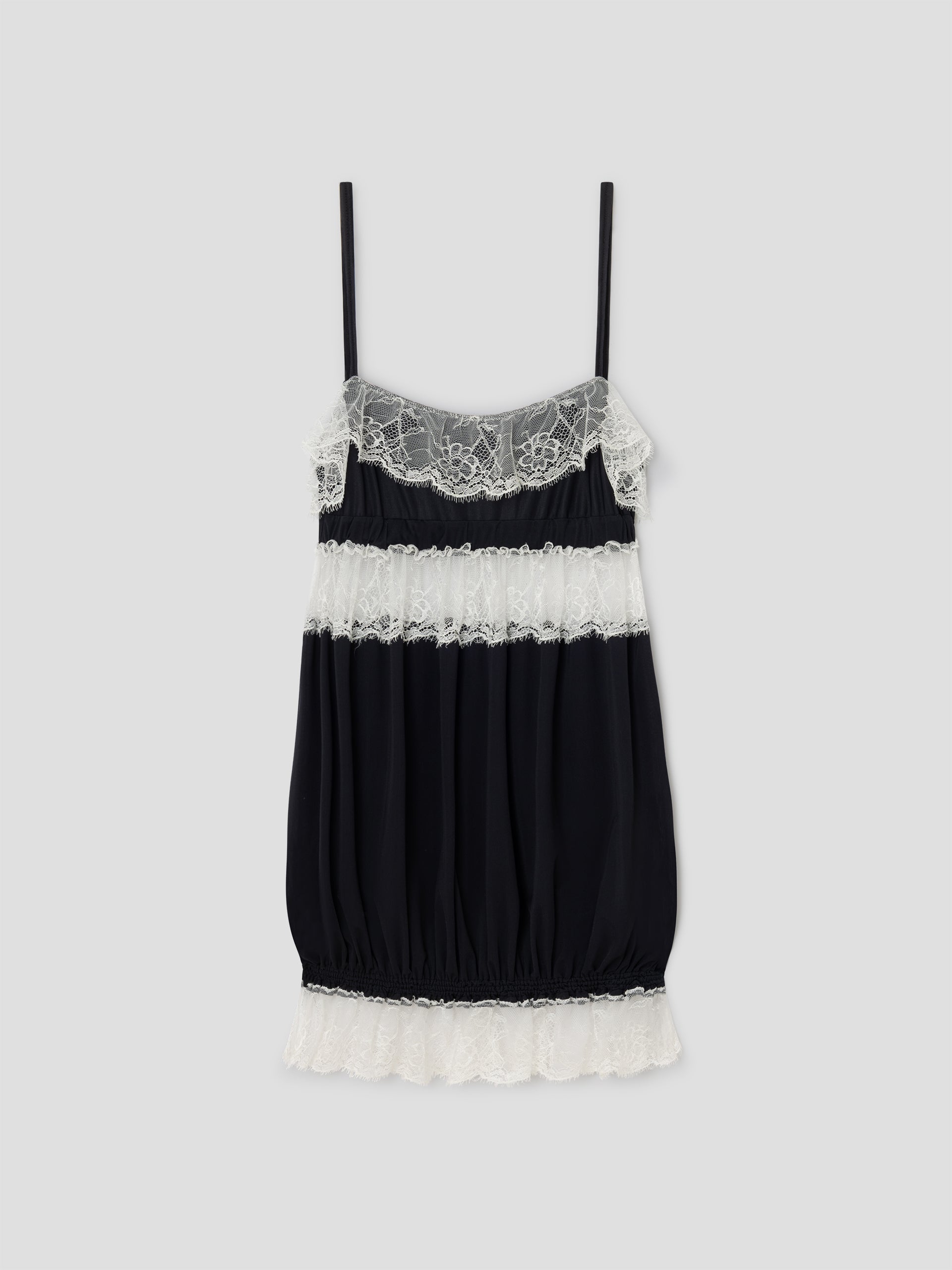 Black Lace Trim Mini Dress | Balloon Effect – Gimaguas