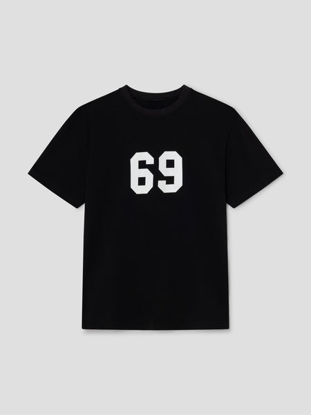 Unisex black short-sleeve t-shirt with “69” print – Gimaguas