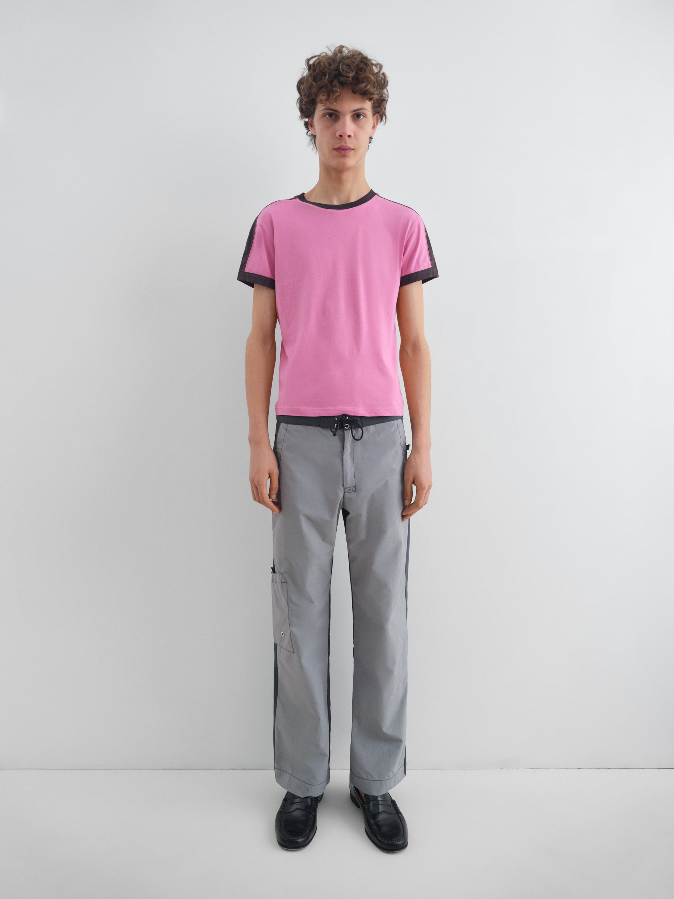 Grey and dark grey lace-up trousers with contrast waistband – Gimaguas