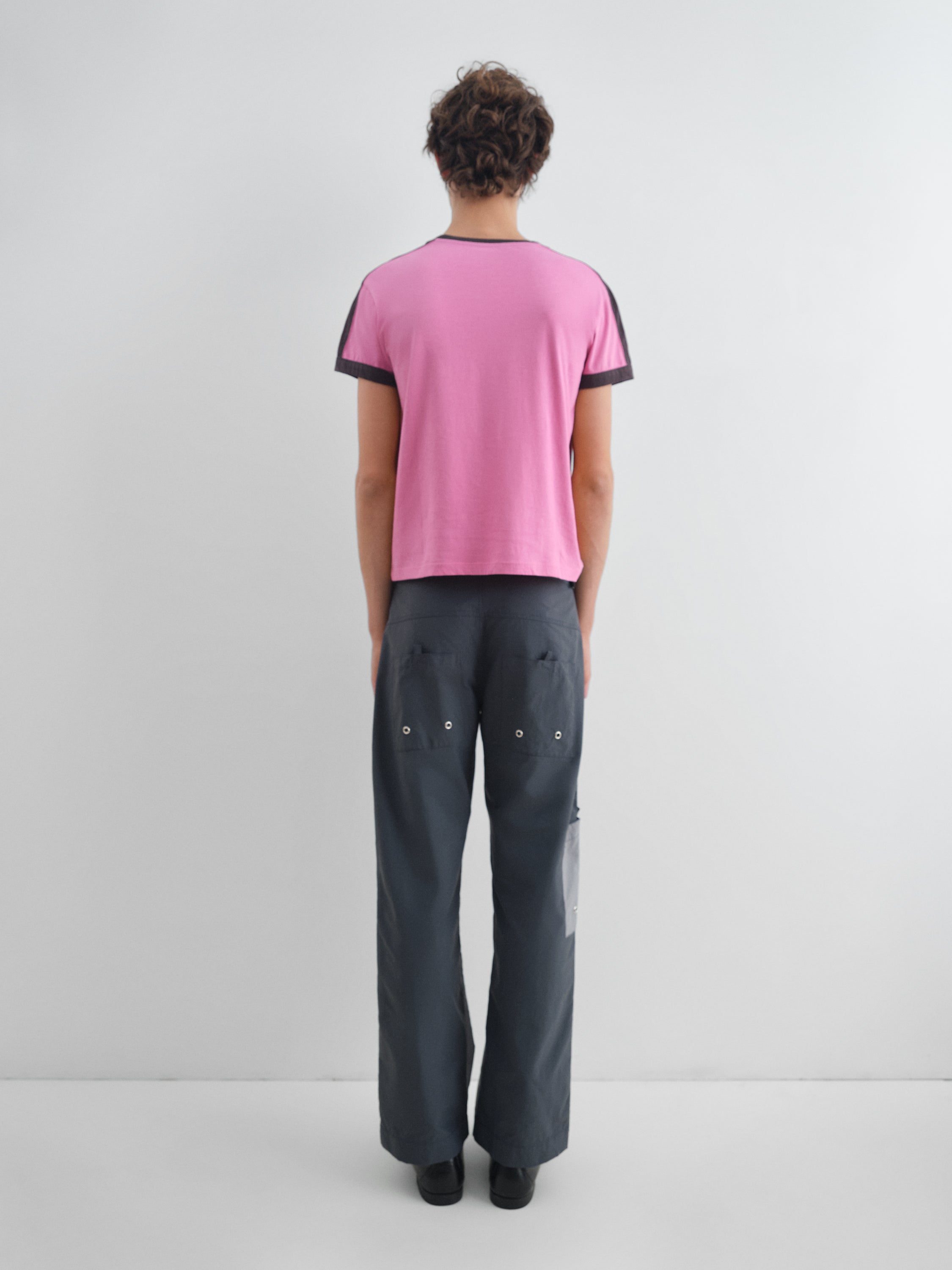 Grey and dark grey lace-up trousers with contrast waistband – Gimaguas