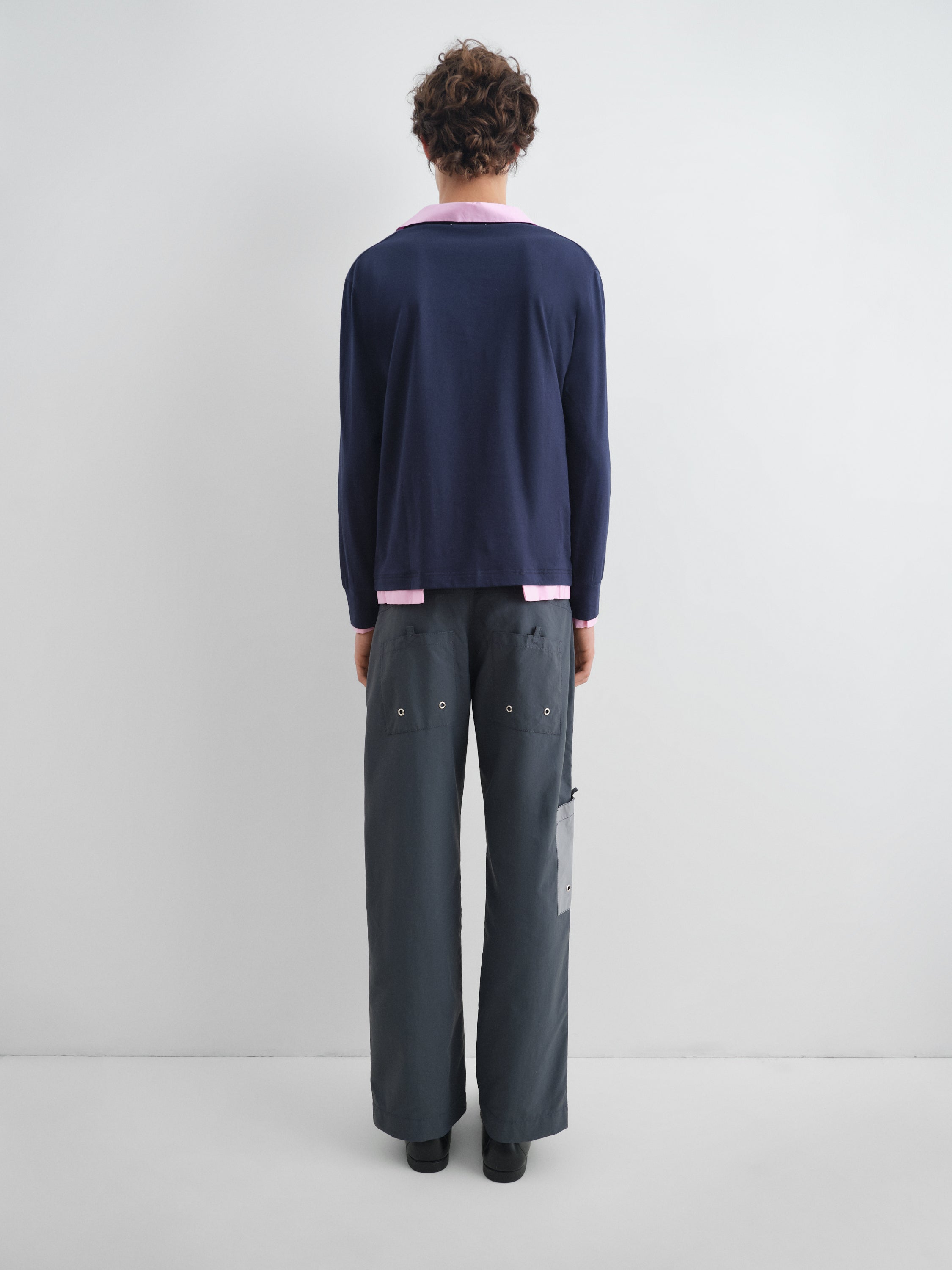 Grey and dark grey lace-up trousers with contrast waistband – Gimaguas