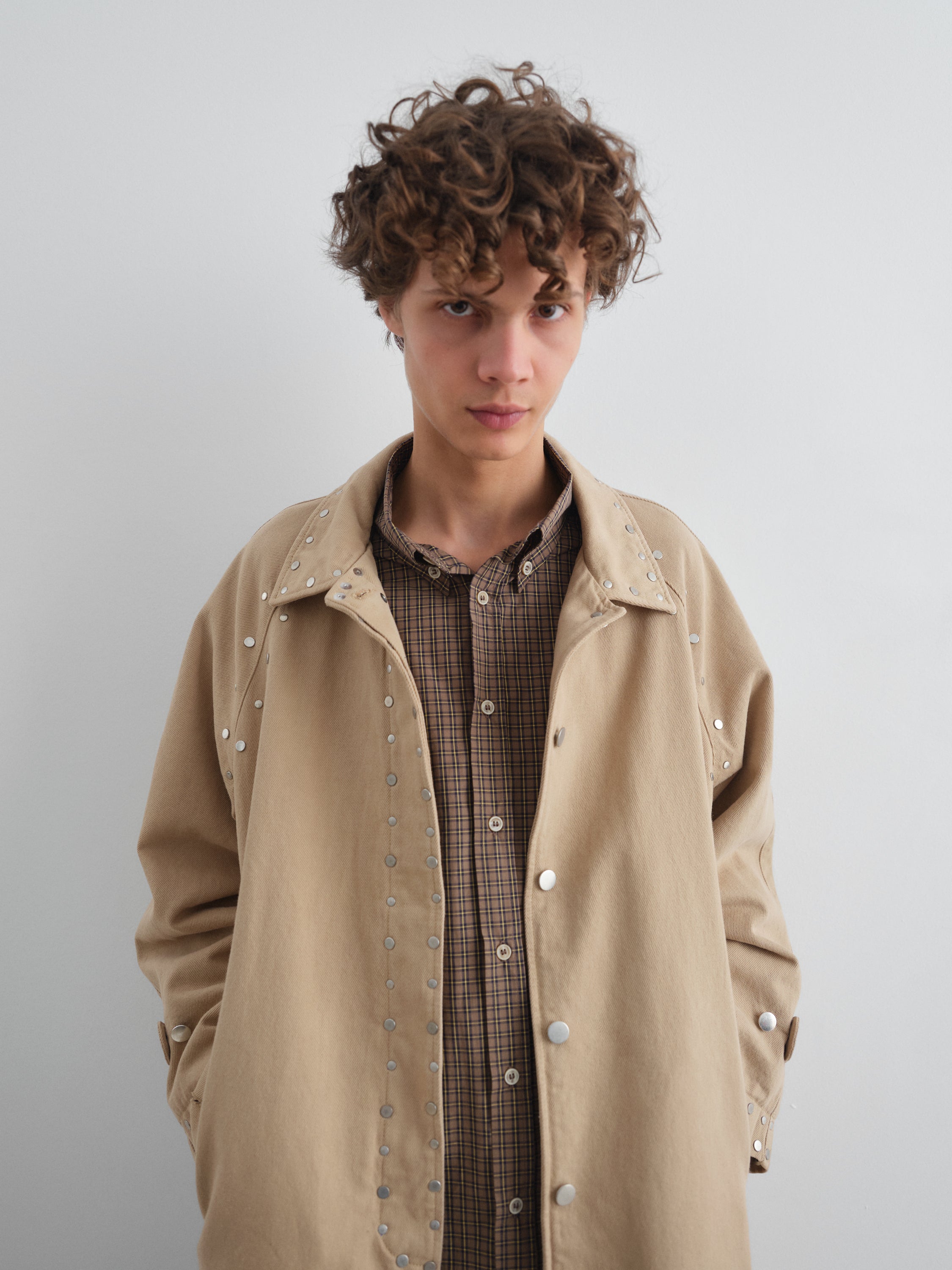 トップス Gimaguas Brown Checkered Button-up Shirt Brown checkered button-up shirt with classic collar – Gimaguas