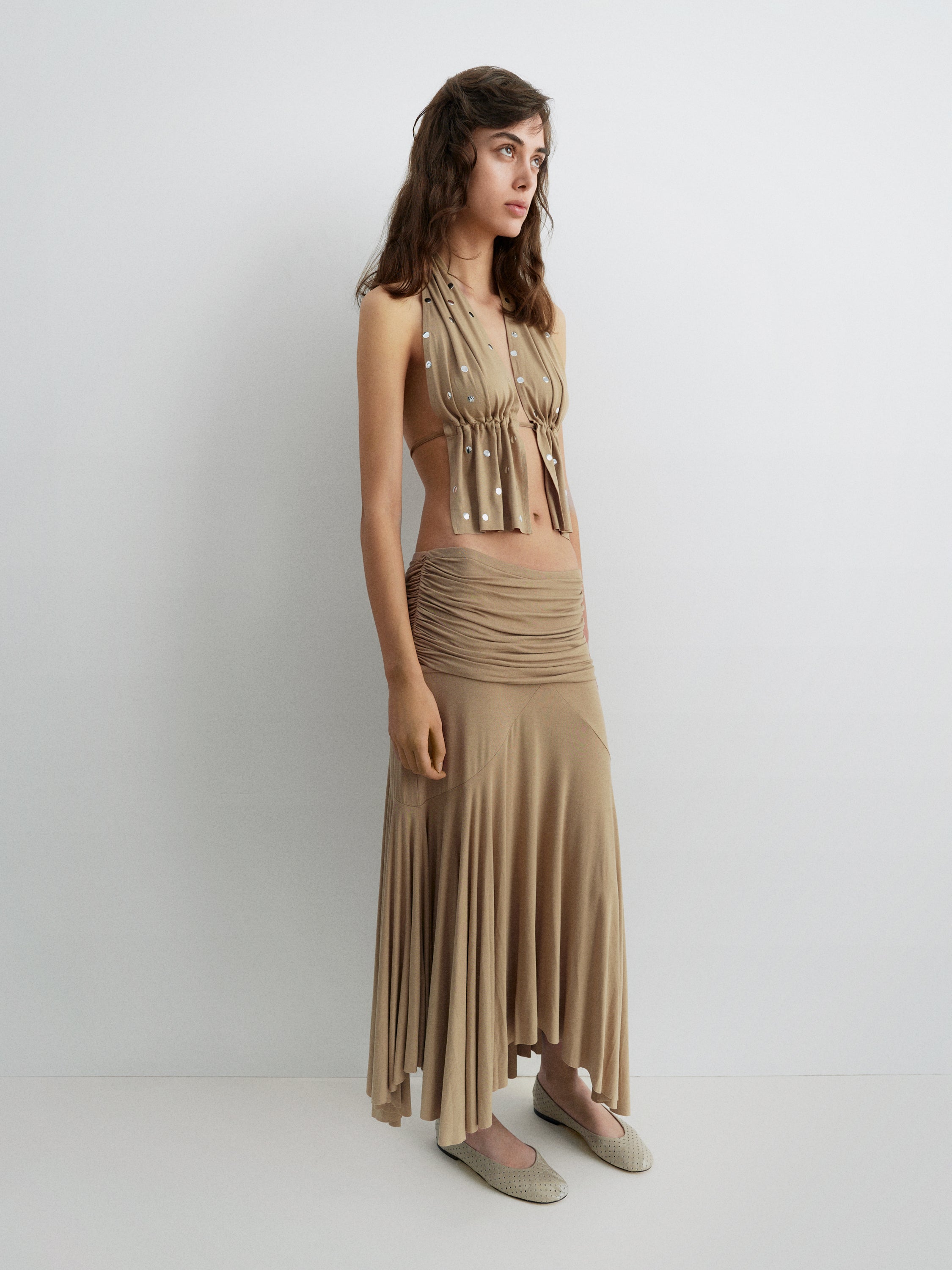 Fortuna Midi Skirt Beige - Bottoms - Gimaguas