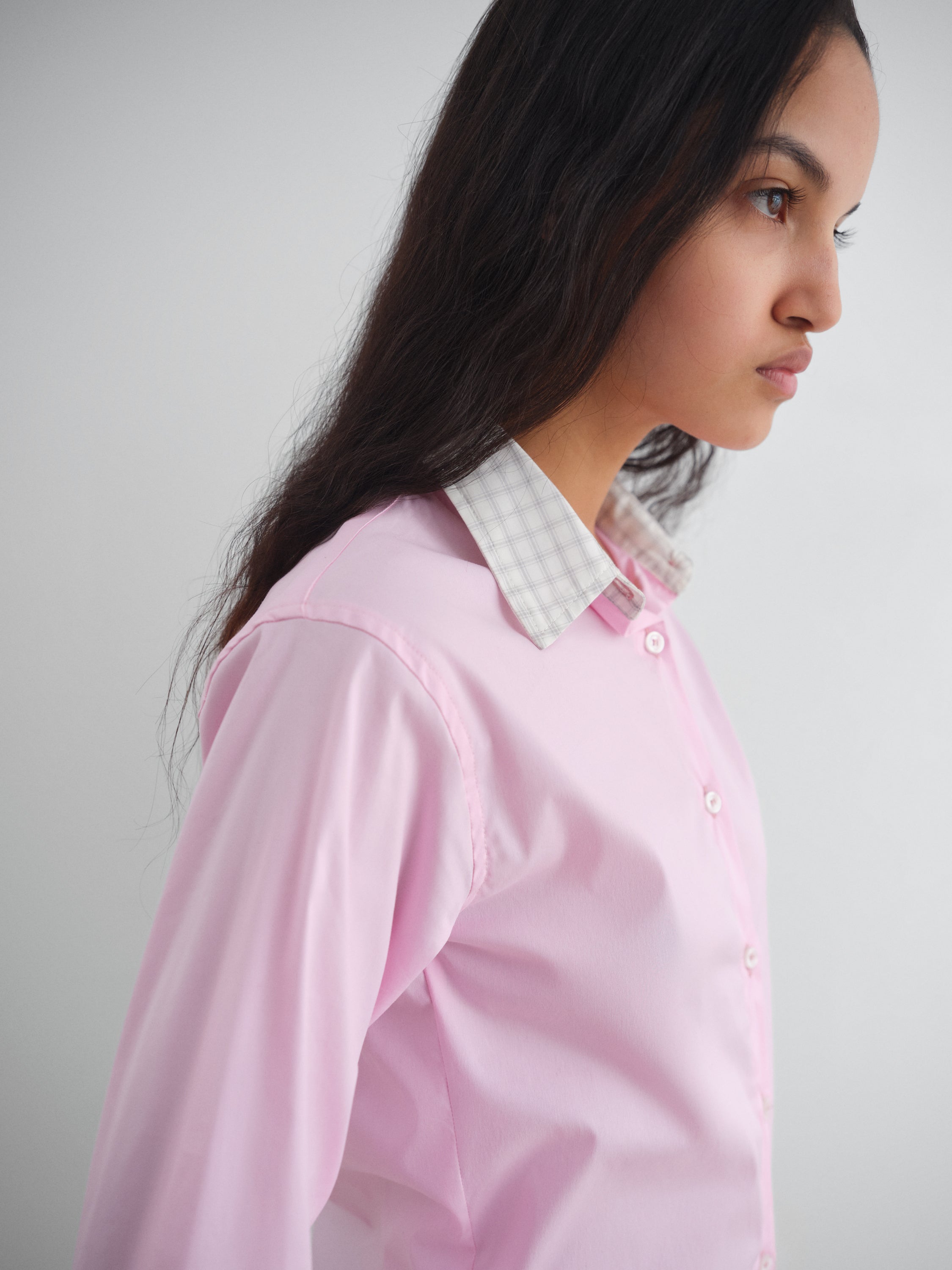 [新品] ギマガスgimaguas Agusta Shirt S シャツ　ピンク Pink Agusta shirt for women with checkered collar and cuffs – Gimaguas