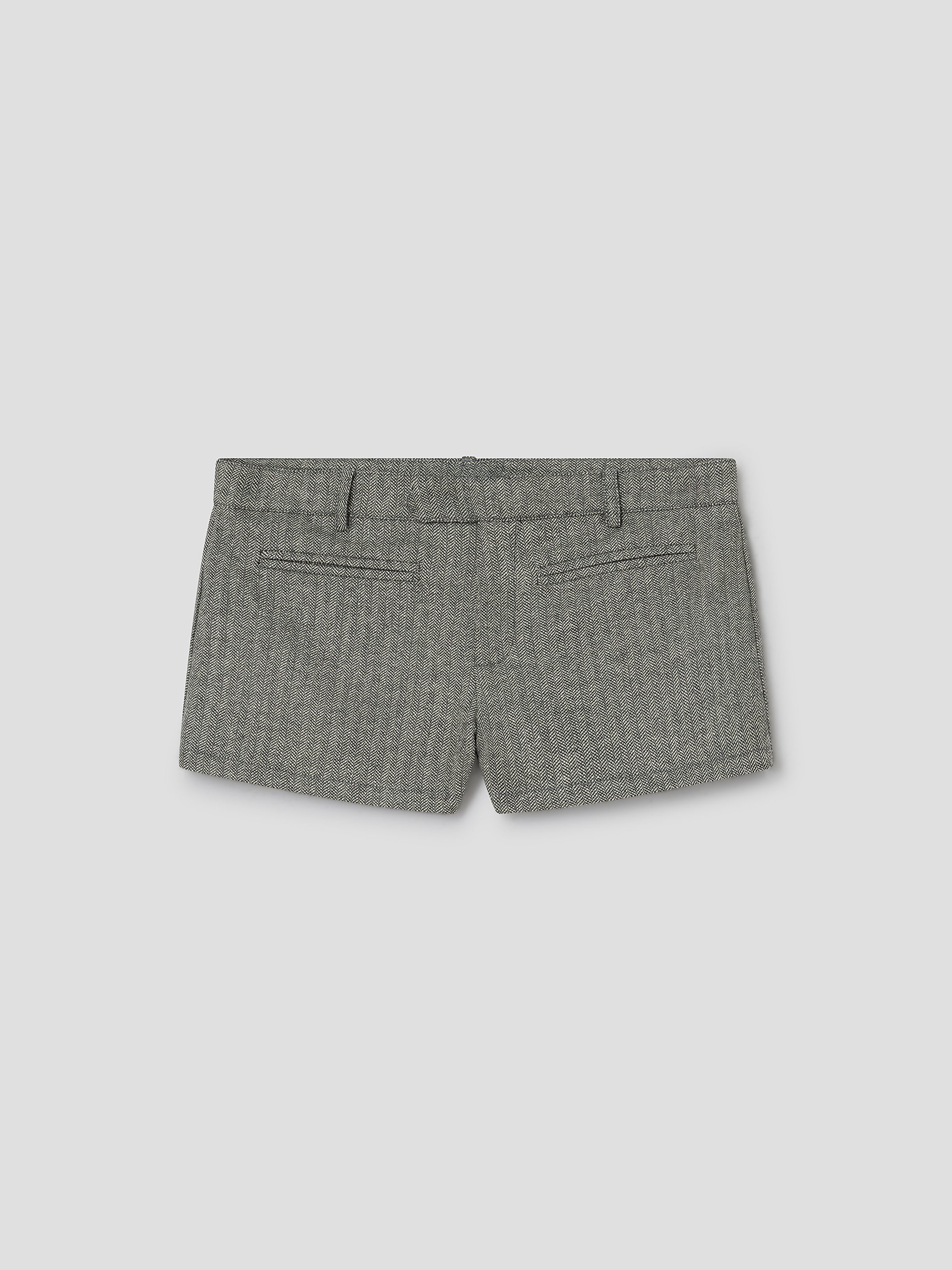 Grey herringbone mini shorts for women with low-rise fit – Gimaguas