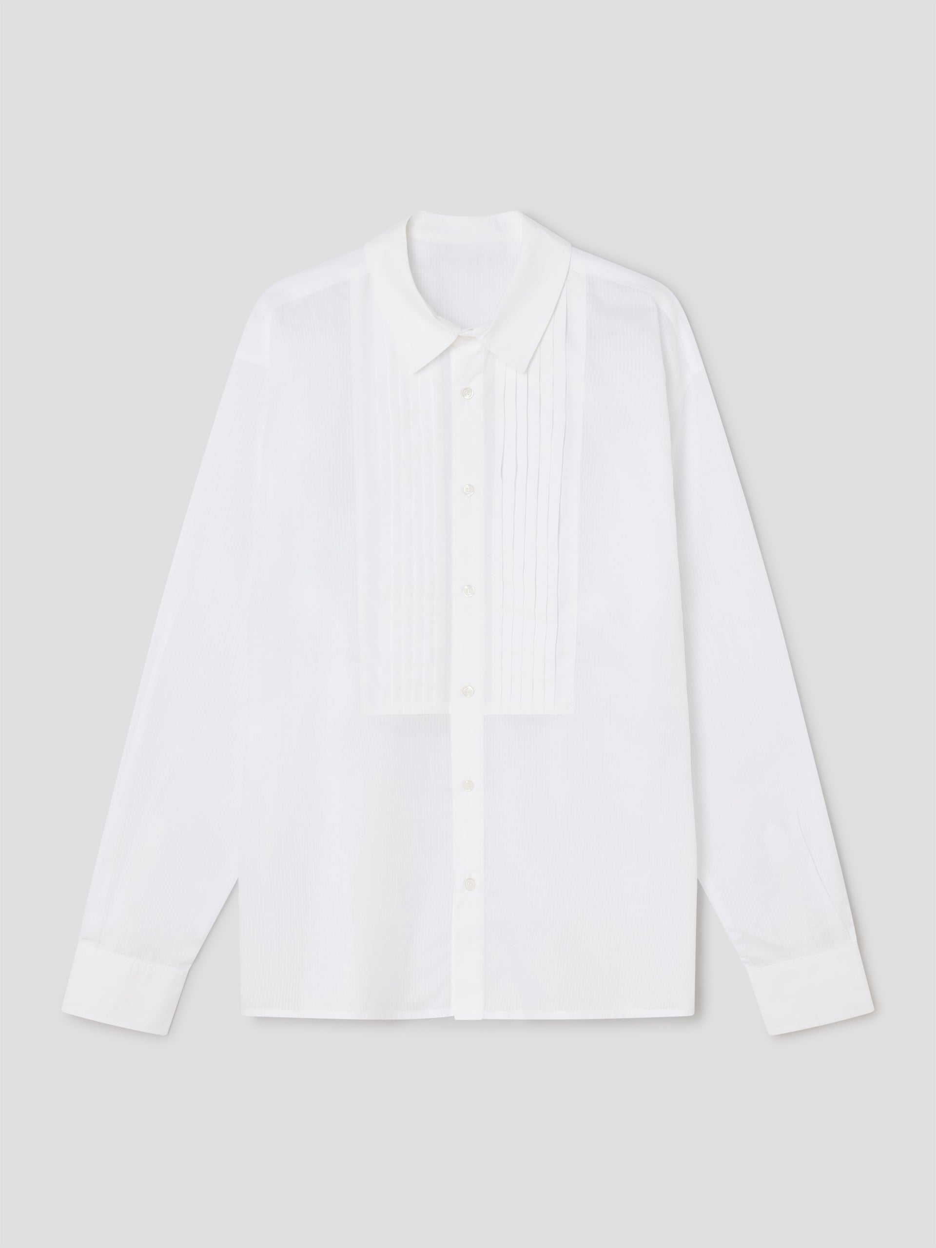 Unisex white shirt with pleated front panel – Gimaguas