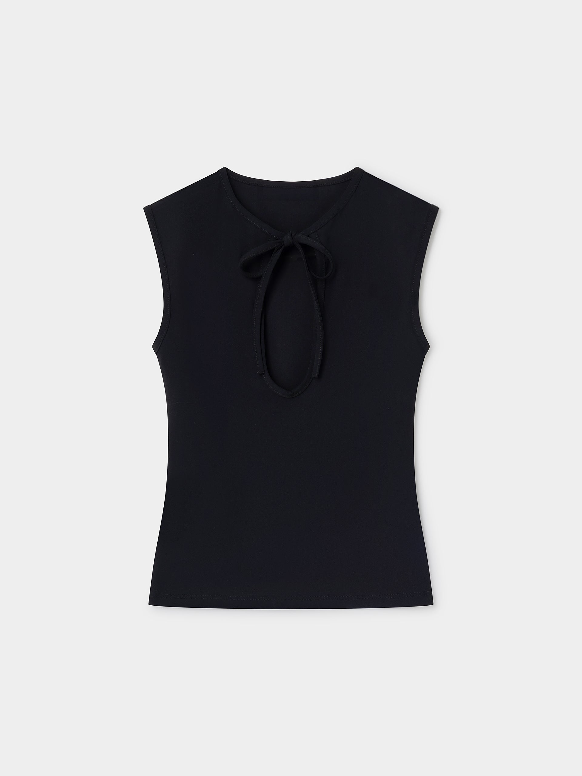 Black fitted sleeveless top for women with lace neckline – Gimaguas