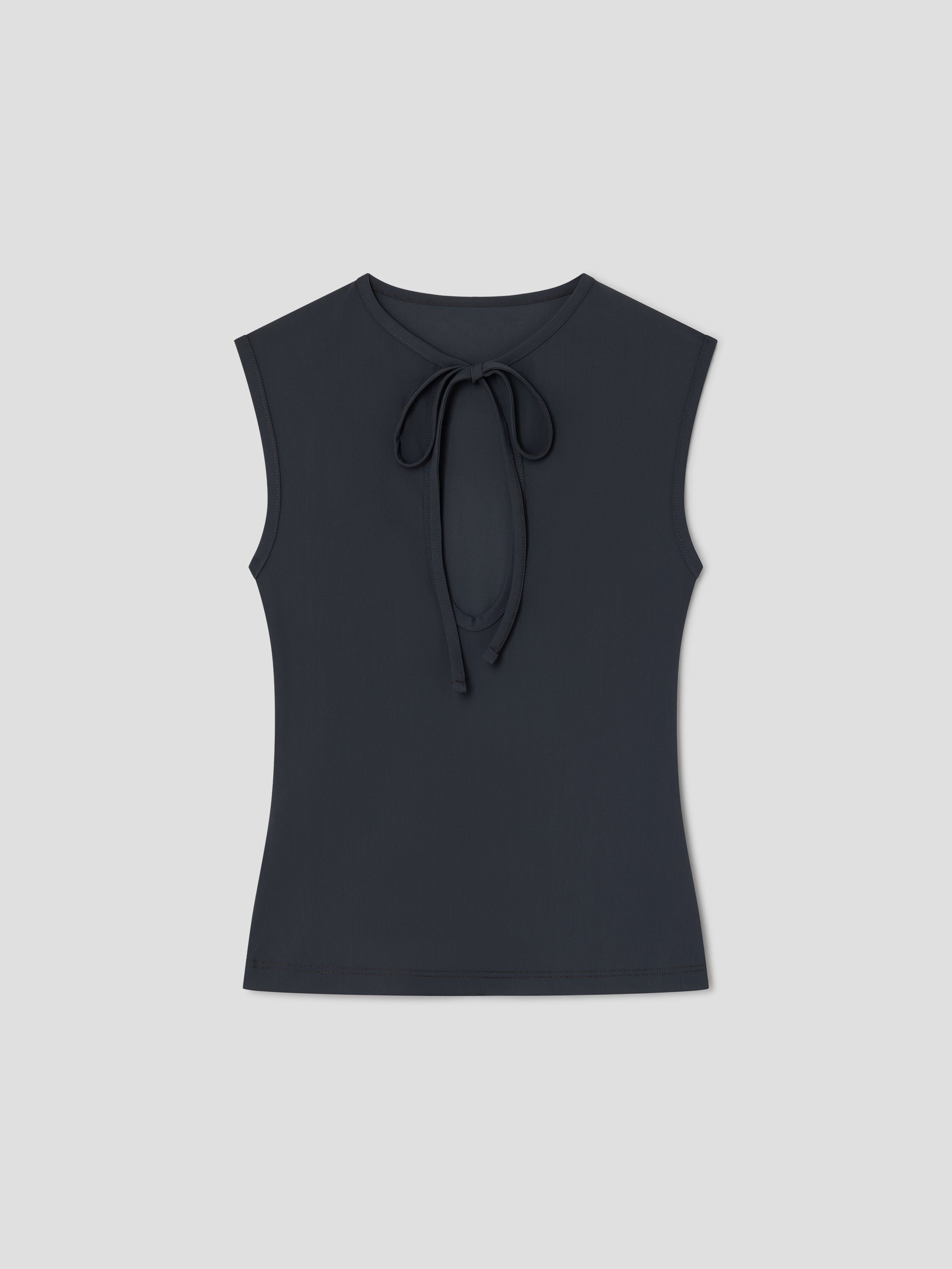 Black Halter Top with Deep V Neckline and Open Back for Women