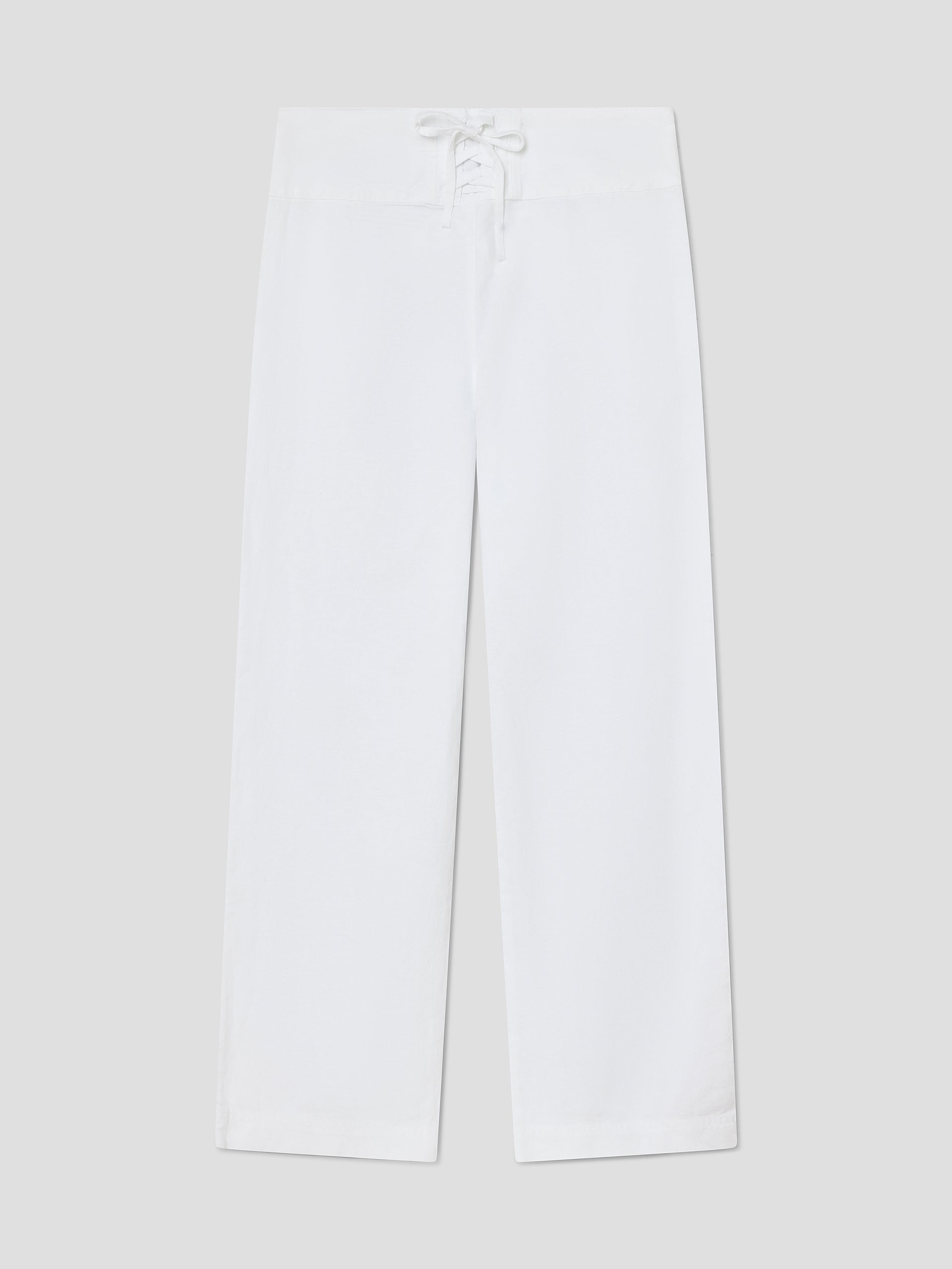Women's off-white linen trousers with double waistband – Gimaguas