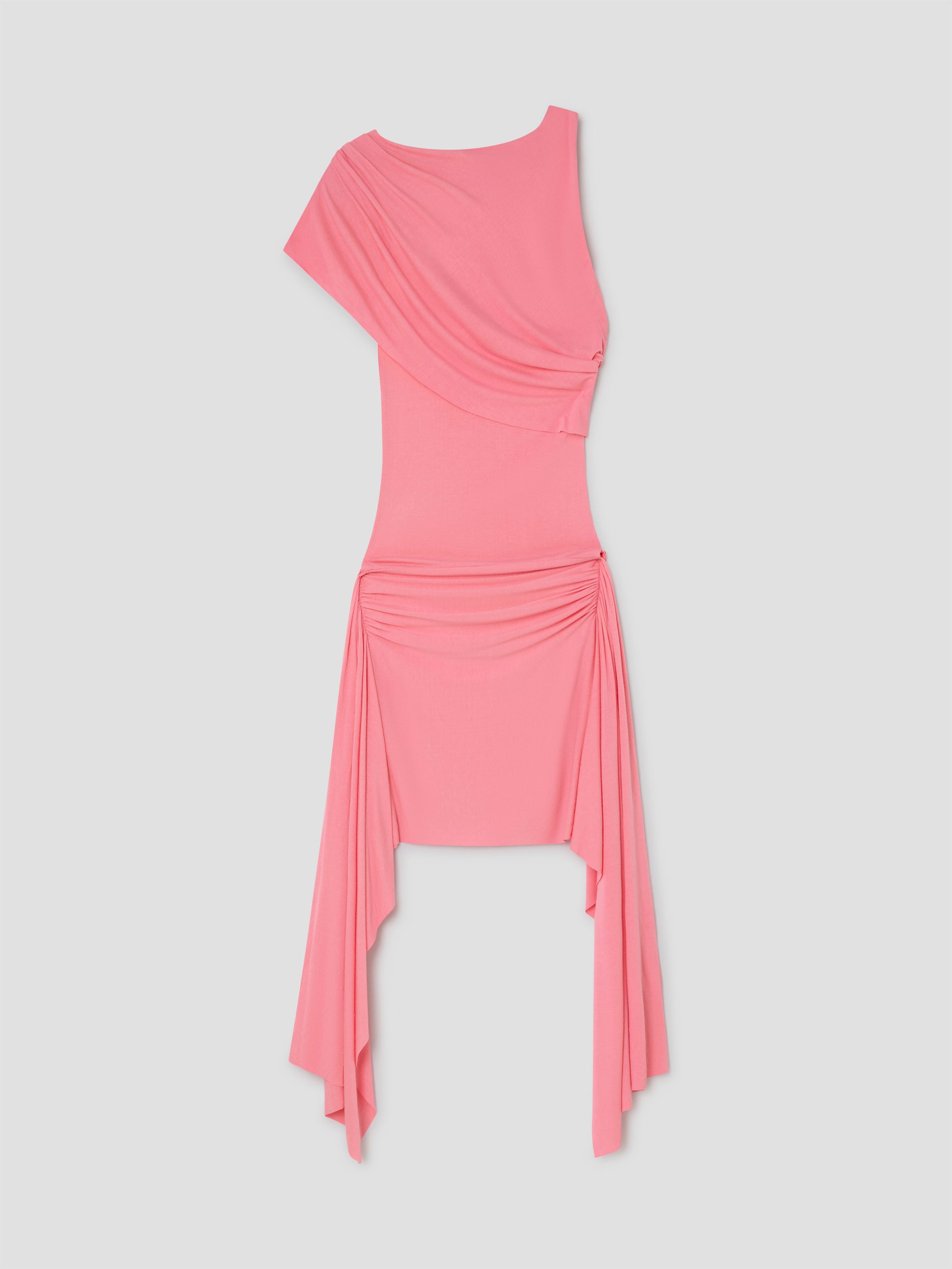 Pink Asymmetrical One-Shoulder Midi Dress for Women – Gimaguas